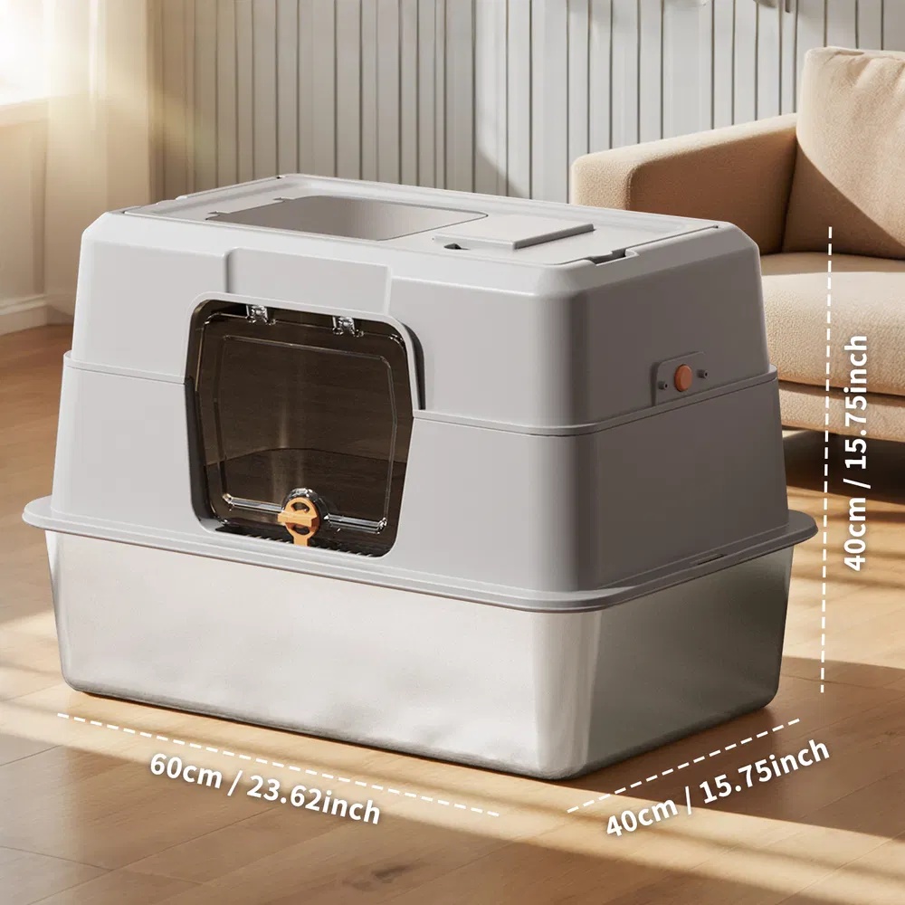2025 Must-Buy Fully Enclosed Stainless Steel Cat Litter Box, Odor-Proof, Anti-Splash, Spacious For Large Cats - Image 3