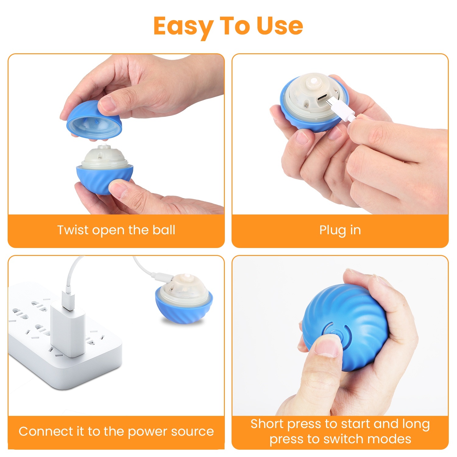1Pc Cat Toys Ball Fast Rolling In Pouch Rechargeable Motion Activated Interactive Cat Toys For Indoor Cats Hide And Seek Mouse Catching Game - Image 7