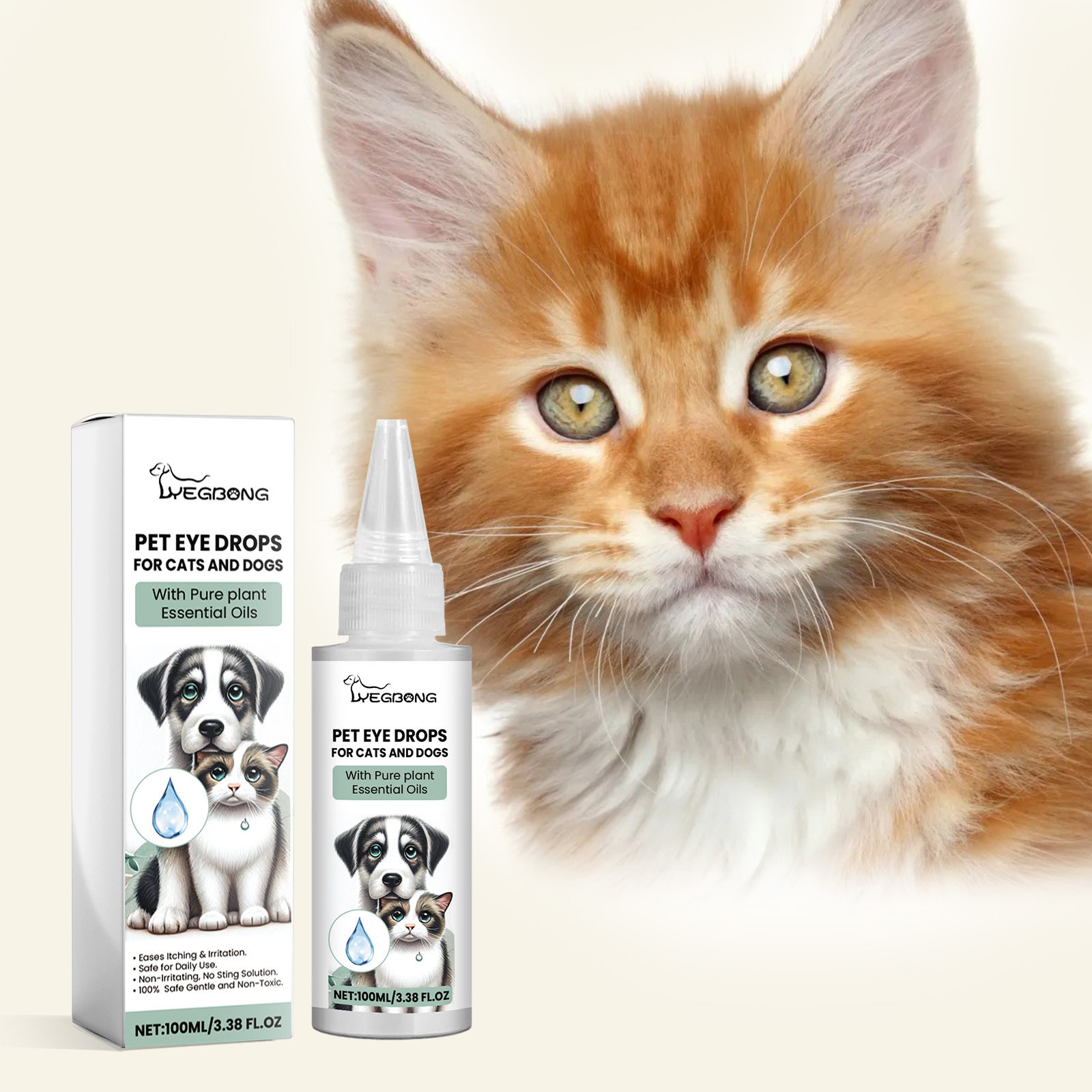 Pet Eye Drops For Dogs & Cats, Gentle Eye Cleaner With Honeysuckle Oil & Blueberry Extract, Soothes Irritation, Tear Stain Remover For Pet Daily Eye Care - Image 2