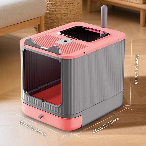 Elf Cat Litter Box, Dual-Entry Fully Enclosed, Odor-Free, Modern White, Easy Clean Drawer Tray - Image 6