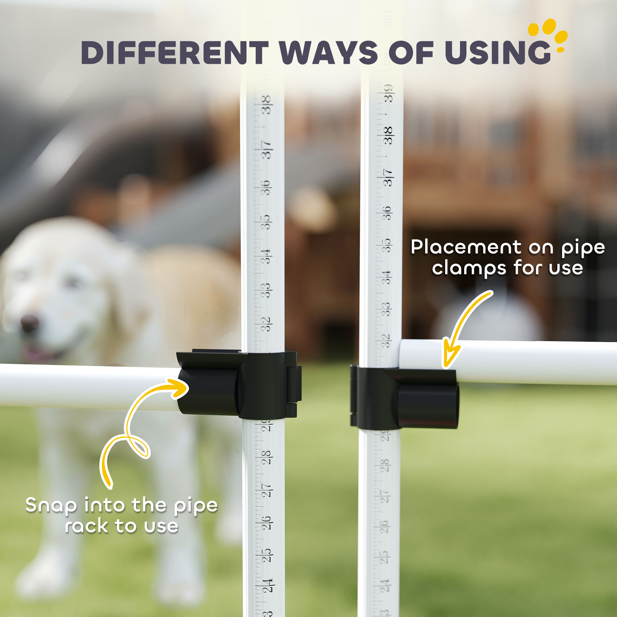4 Piece Dog Agility Training Equipment for Dog Agility Course with Adjustable Height Jump Bars, Included Carry Bag, & Displacing Top Bar, White - Image 3
