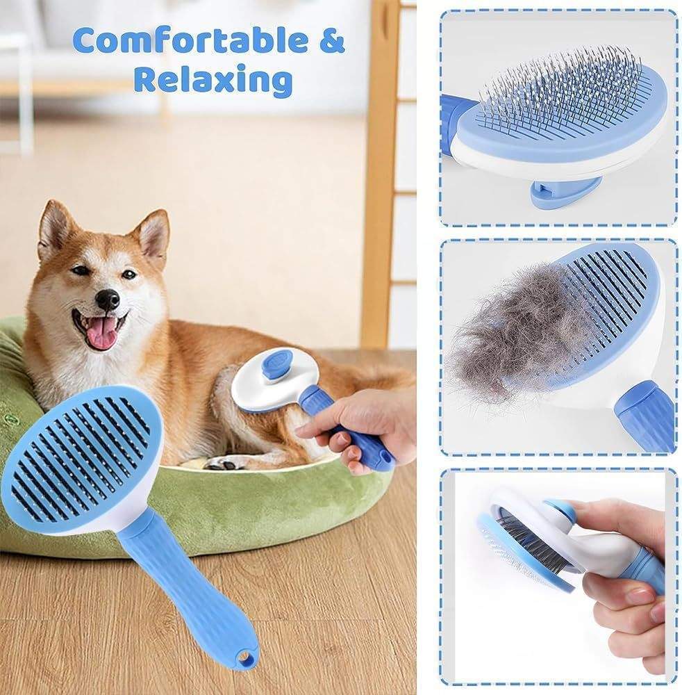 7pcs Pet Grooming Kit, Self-Cleaning Brush Shedding Kit With Nail Clipper, Flea Comb, Shampoo Bath Brush, Finger Toothbrush - Image 7