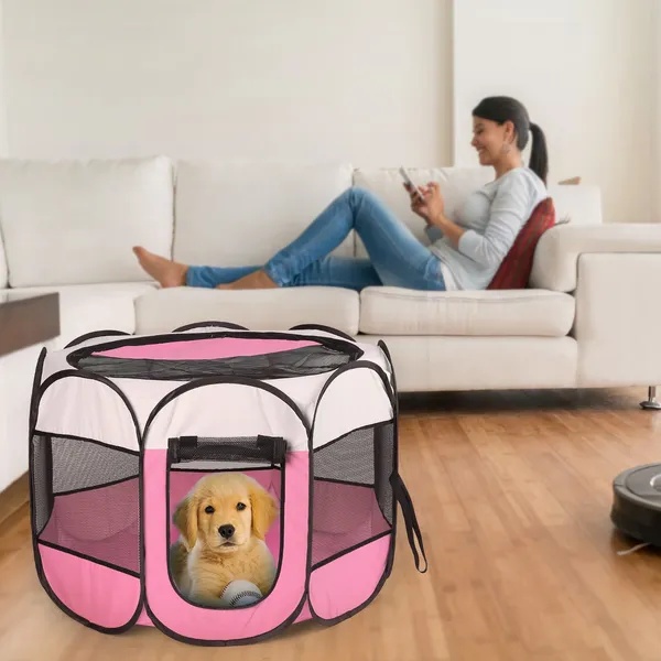 Portable Foldable Pet Playpen Exercise Pen Kennel Removable Zipper Top And Bottom Water Resistant Indoor Outdoor Use For Dogs Cats Other Pets - Image 4