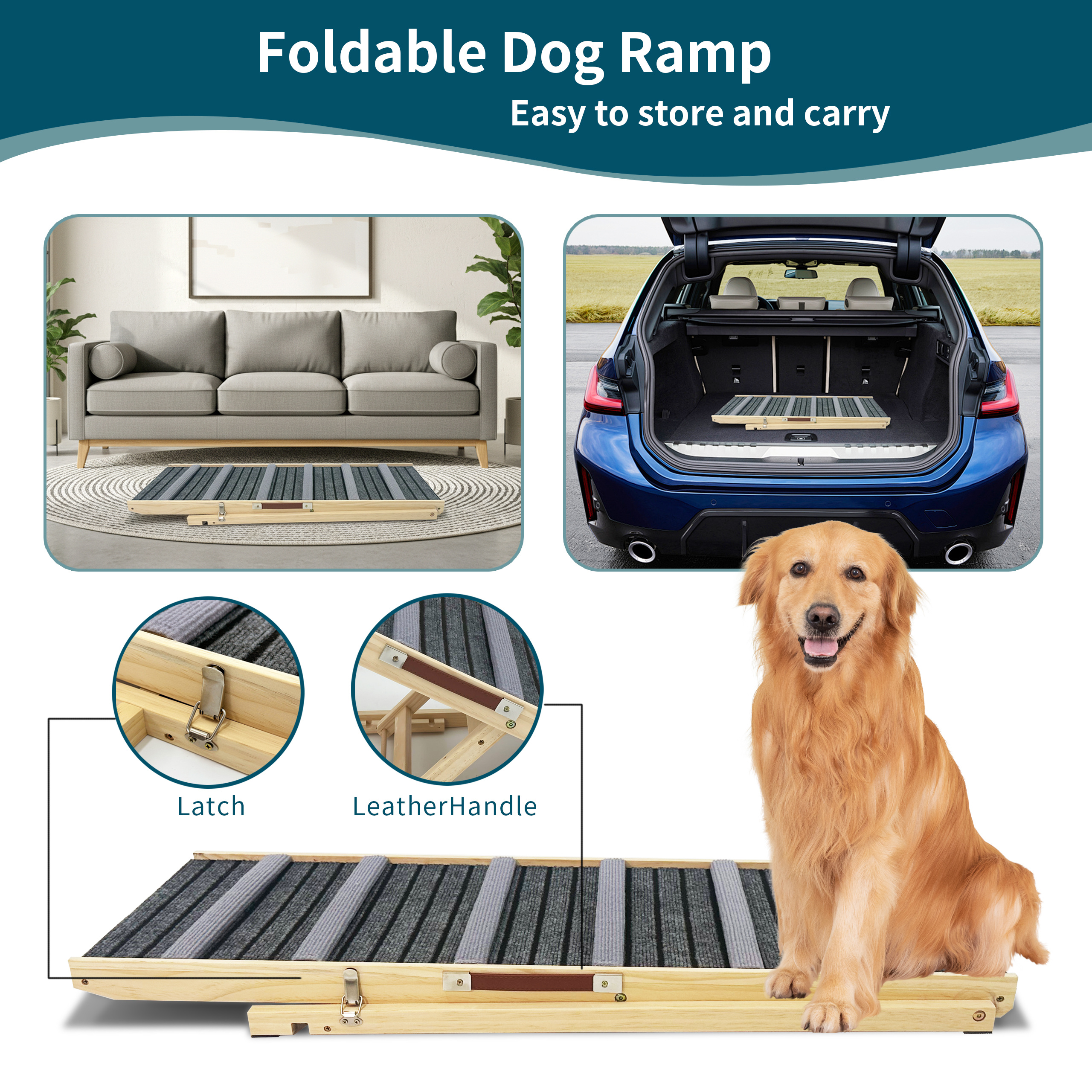 2026 Upgraded Dog Ramp for Couch, Small Dog Ramp for Sofa, 6 Adjustable Height from 14'' to 25", Portable Stable Pet Steps with Non-Slip Pad, Pet Ramps Use for Sofa Couch Stairs - Image 3