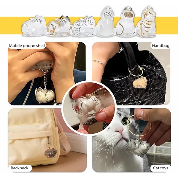 6-Piece Cat Hair Memorial Pendant Set - Pet Keepsake - Soft Fur Capsule Pendant, Portable Keychain - Image 4