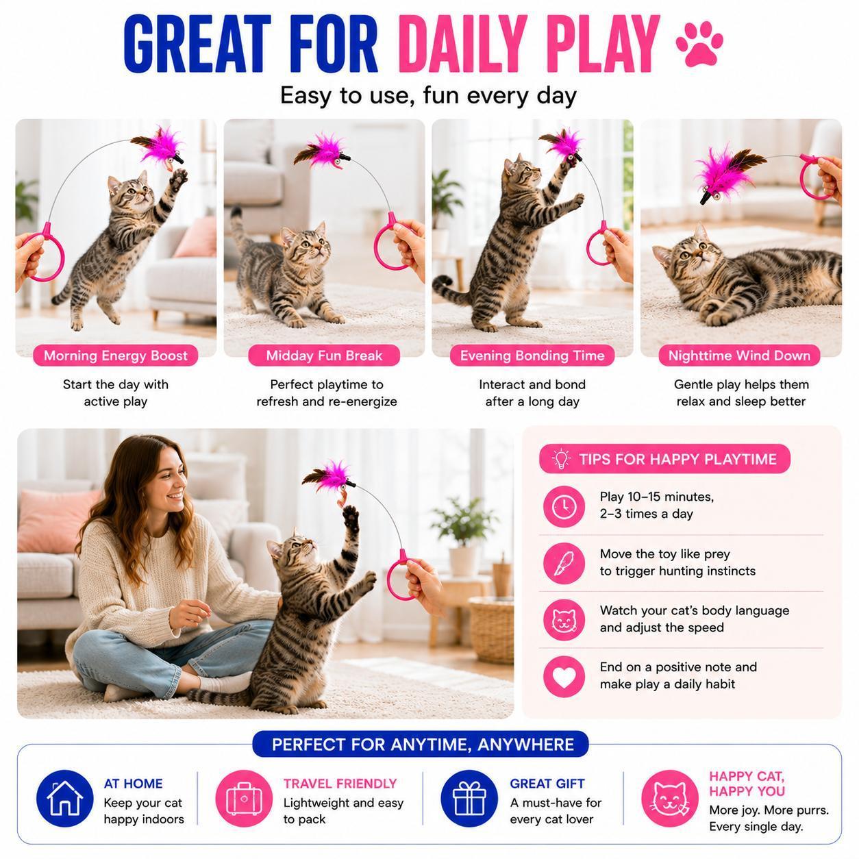 Wearable Cat Feather Collar Toy Interactive Neck-Worn Cat Teaser Automatic Exercise Toy Boosts Pet Activity Levels - Image 3