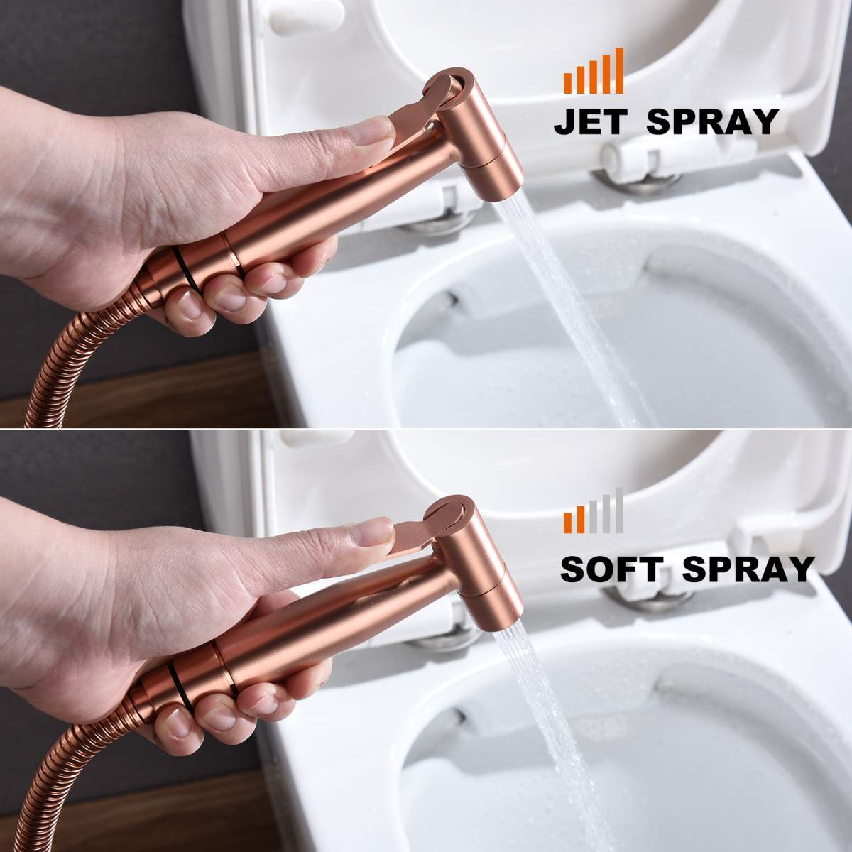 Handheld Toilet & Bathroom Sprayer with Stainless Steel Hose – Rose Gold - Image 10