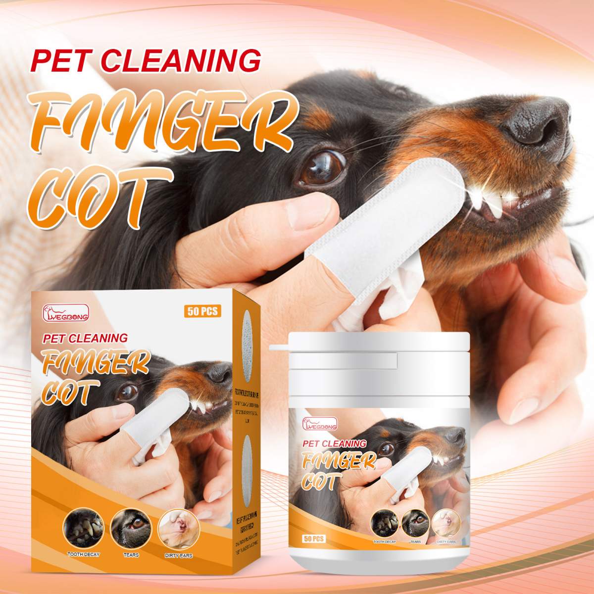 50Pcs Pet Cleaning Finger Wipes, Dog Cat Dental Finger Cot For Plaque Tartar Tear Stain Ear Cleaning - Image 5