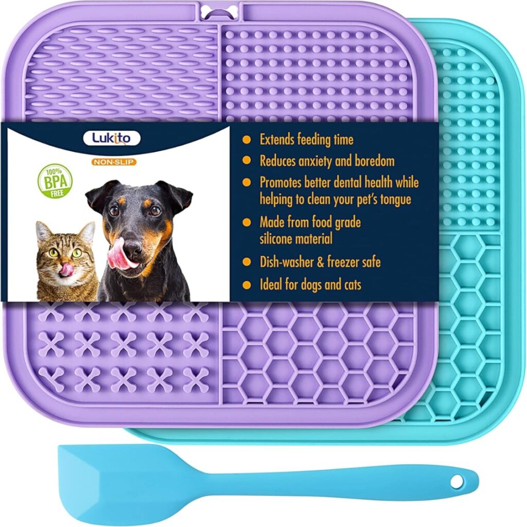 Lick Mat For Dogs Cats 2 Pack, Slow Feeder Licking Pad With Suction Cups For For Anxiety Relief And Boredom Reducer, Perfect For Bathing Grooming