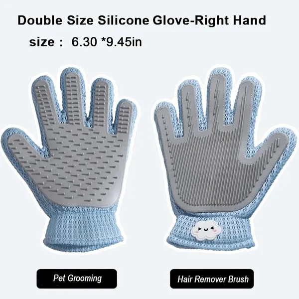 2-in-1 Pet Grooming Glove - Double-Sided Deshedding & Massage Brush For Cats Or Dogs, Removes Loose Hair From Fur & Furniture, Ultra-Soft Easy-Clean Mitt-single Glove - Image 6
