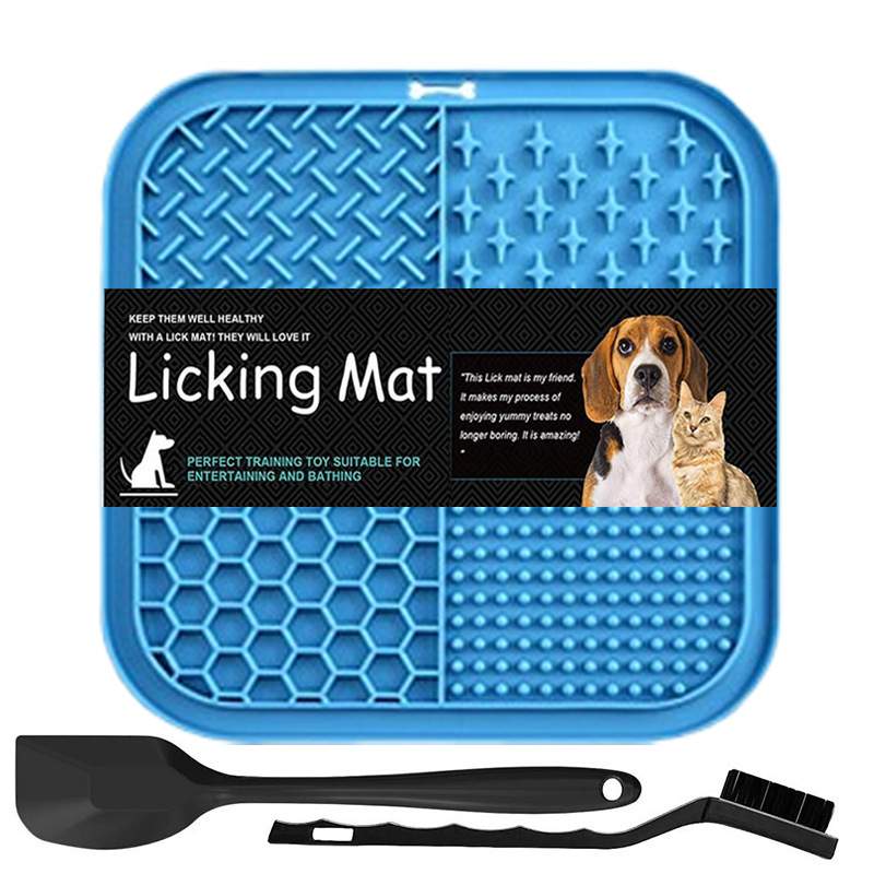 Licking Mat For Dogs & Cats With Suction Cups, 1 Pack Square Dog Slow Feeder Lick Pat For Anxiety Relief & Boredom, Dog Toys To Keep Them Busy, Pets Bathing Training Grooming Mat - Image 7