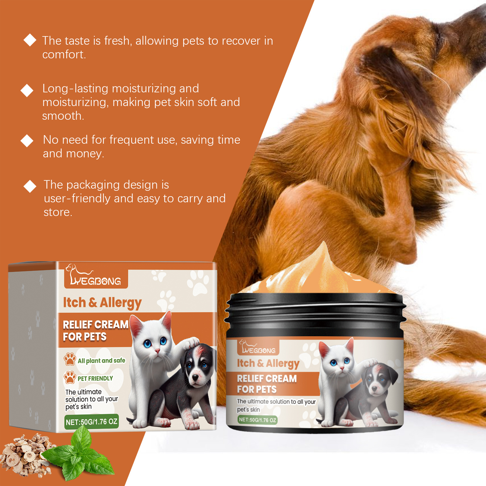 Pet Itch & Allergy Relief Cream, Soothing Skin For Dogs & Cats, Natural Herbal Extracts For Itch, Bites & Irritated Skin, 50g - Image 5