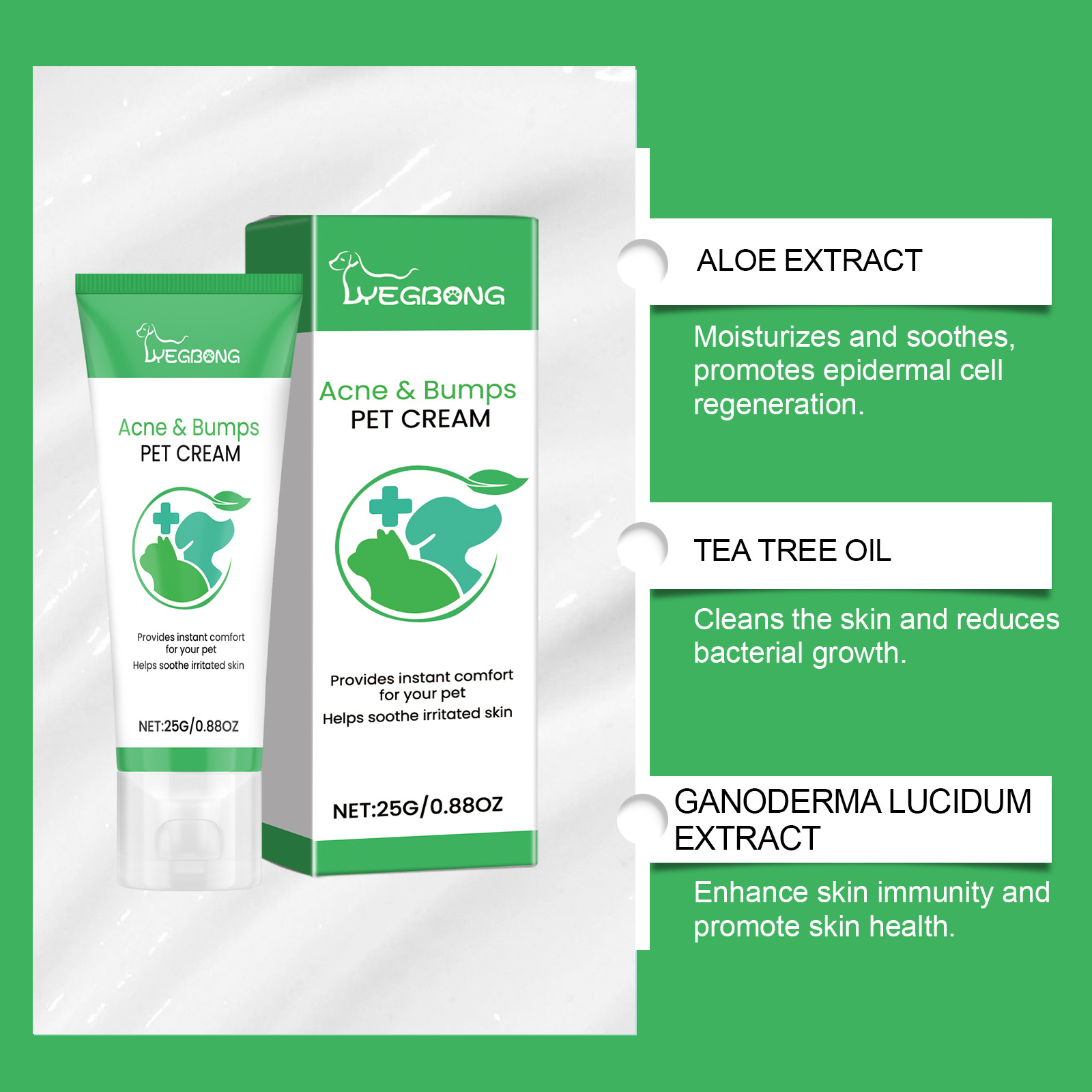 Pet Acne & Bumps Skin Cream, Soothing Skin For Dogs & Cats, Relief Redness Irritated Skin With Calendula & Ganoderma Extract - Image 8