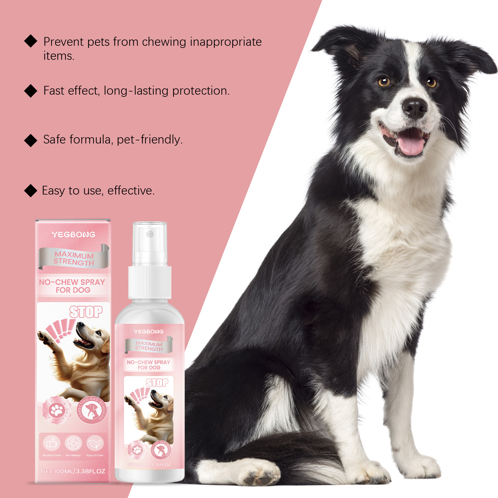 No Chew Spray For Dogs, Anti Chew Deterrent Spray To Stop Pets From Destroying Furniture, Safe With Glycerin & Mint Extract, 100ml - Image 3