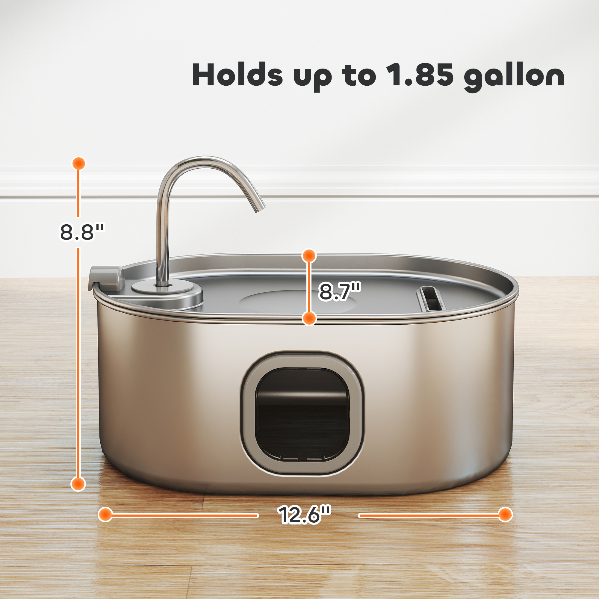 246 oz./7L Stainless Steel Cat Water Fountain with Filters, Ultra-Quiet Pump, for Cats, Dogs & Multi-Pet Homes - Image 8