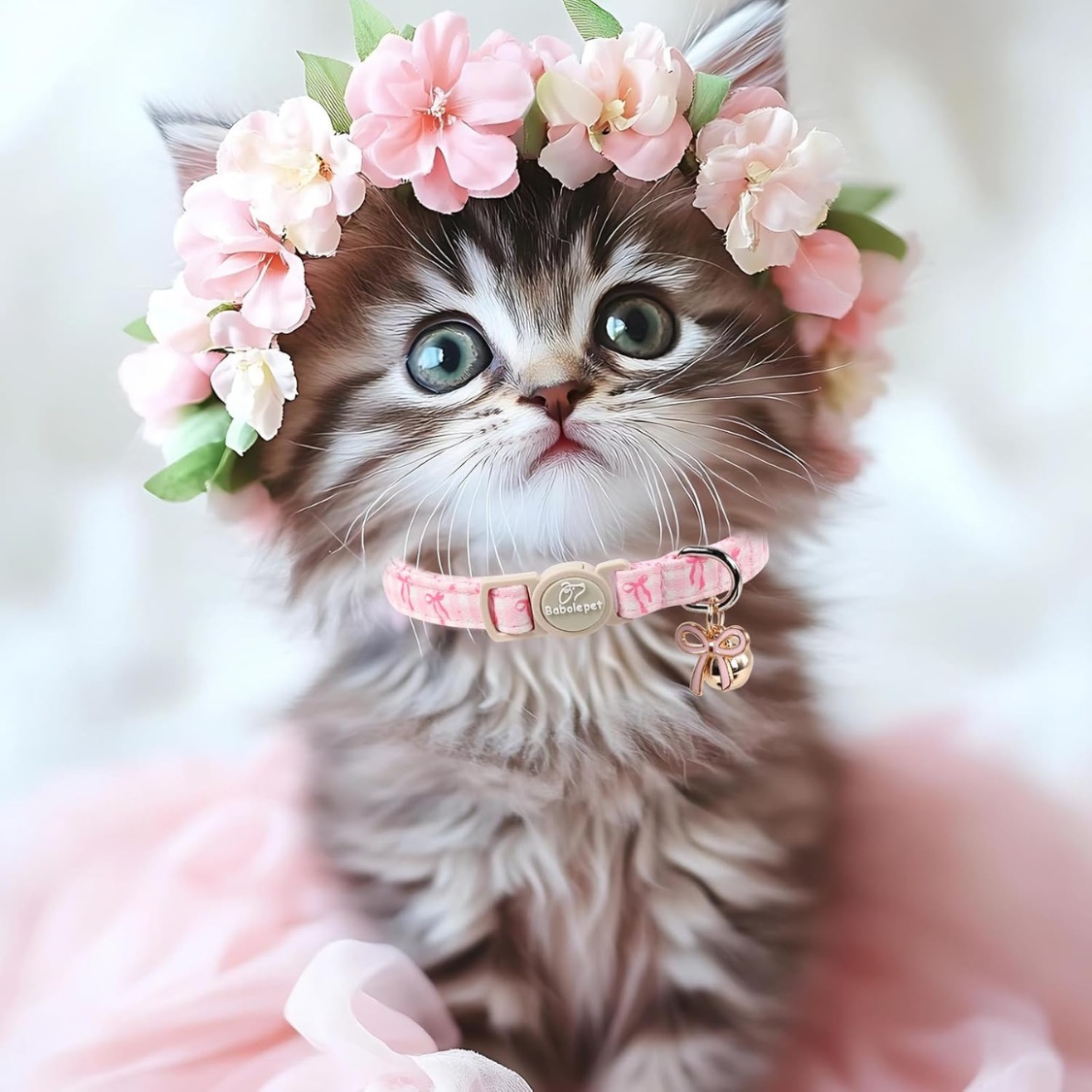 2 Pack Pink Cat Collars Spring Summer Breakaway Cat Collar With Bell, Bow And Flower Pendant, Adjustable Kitten Collars For Girl Cats, Cute Pink Plaid Bow - Image 2