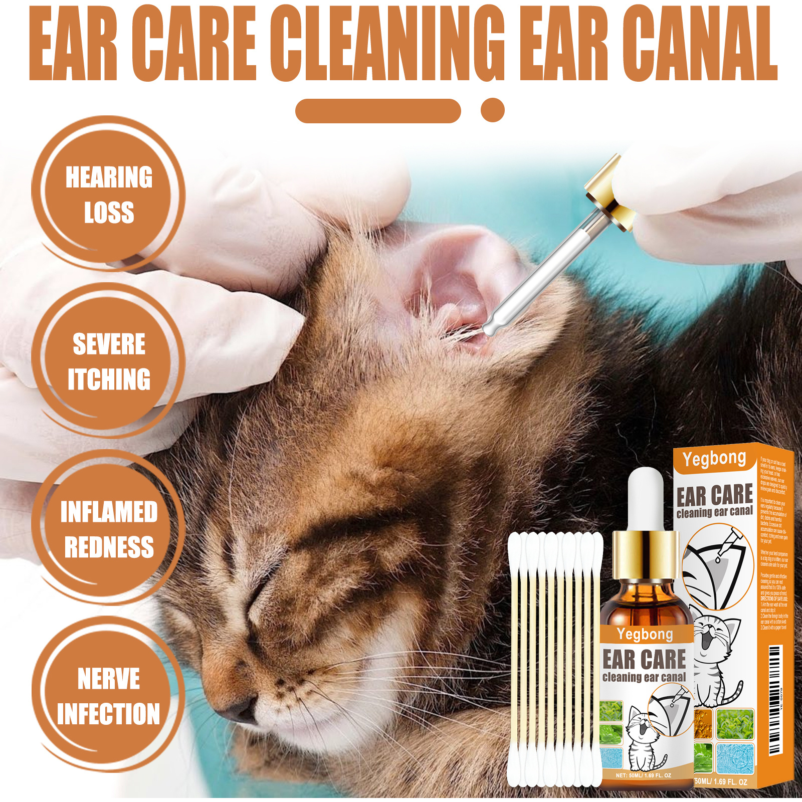 Pet Ear Cleaner Drops, Dog & Cat Ear Care Solution With Aloe, Glycerin & Tea Tree Oil, Gentle Ear Cleanser For Removing Dirt, Odor & Mites, 50ml - Image 6