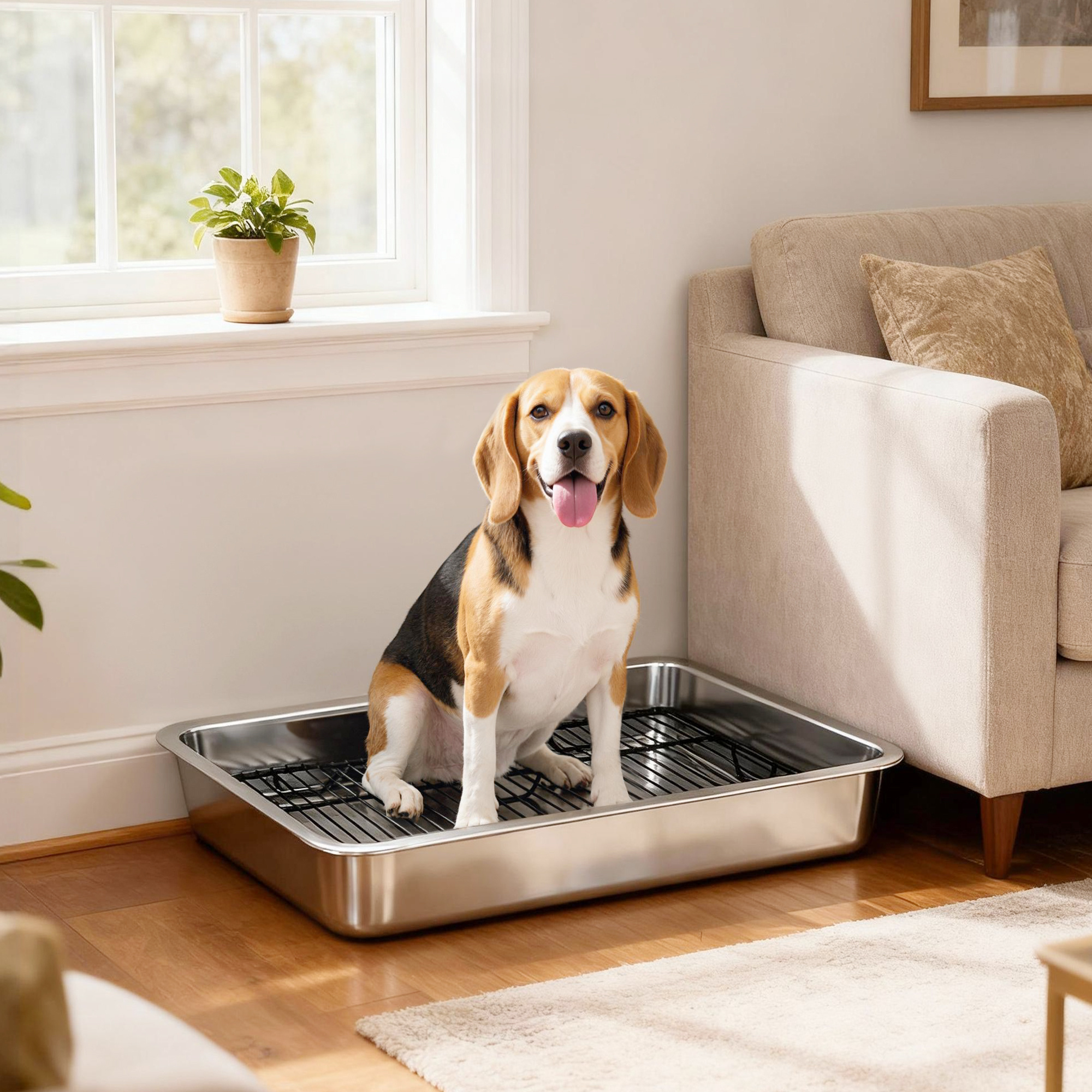 Dog Potty Tray Stainless Steel for Small and Medium Dogs, Dog Training Tray for Porch, Bathroom, Balcony, 28" x 20" x 4" - Image 6