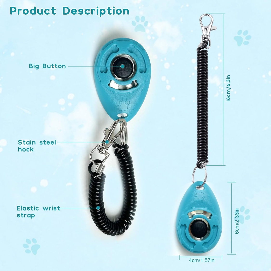 Dog Training Clicker With Sring Wrist And Keyring Pet Dog Training Clickers For Puppy, Cat - Image 8