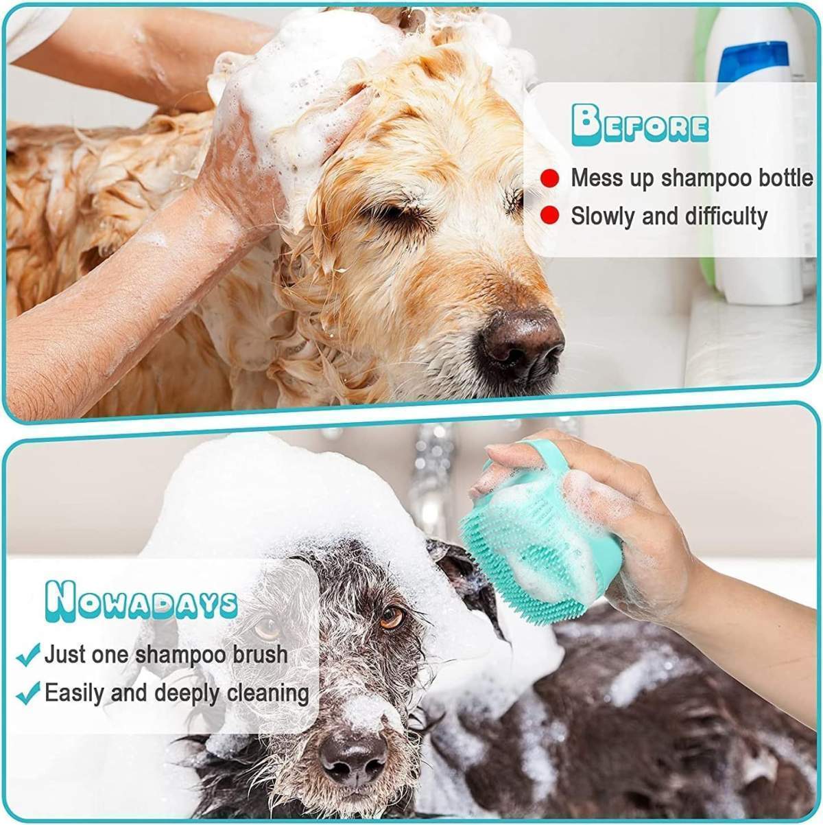 7pcs Pet Grooming Kit, Self-Cleaning Brush Shedding Kit With Nail Clipper, Flea Comb, Shampoo Bath Brush, Finger Toothbrush - Image 4