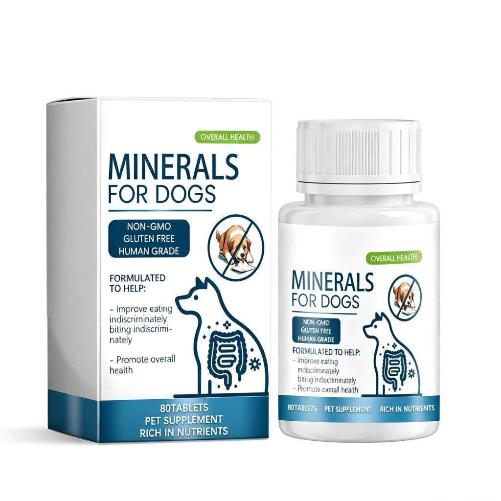 Dog Mineral Supplement Tablets, 80 Chewable Tablets, Calcium Magnesium & Trace Minerals, Appetite & Bone Health Support, Non-GMO Pet Vitamins