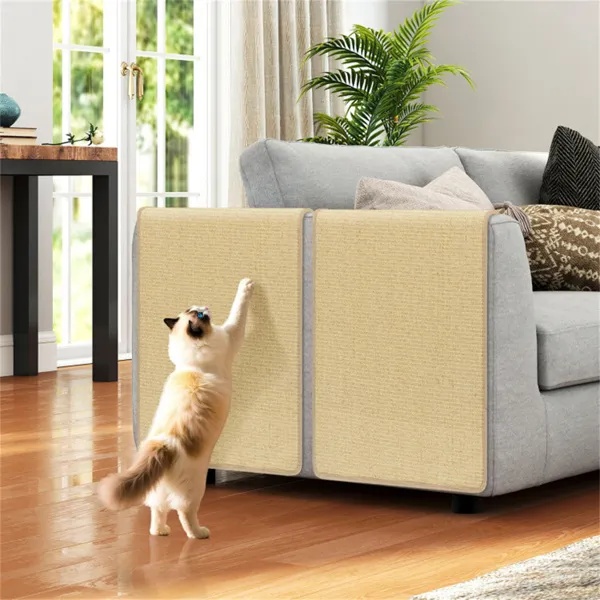 2-Pack 32"x20" Natural Sisal Cat Scratching Mats, Multifunctional Resting & Play Pads For Multi-Cat Households - Image 2