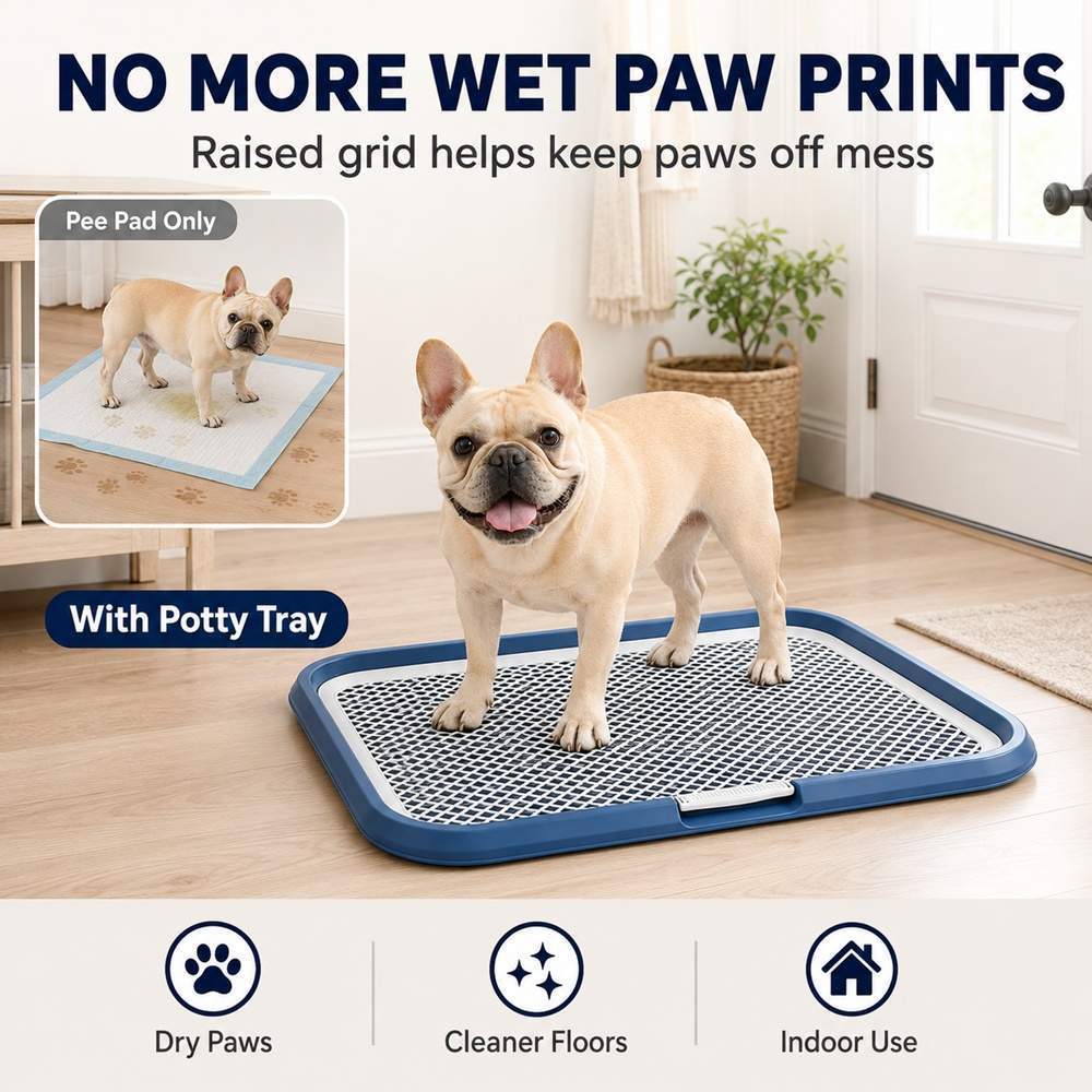 Dog Potty Tray With Removable Grating, Leak-Proof Indoor Dog Toilet For Puppy Training - Image 2