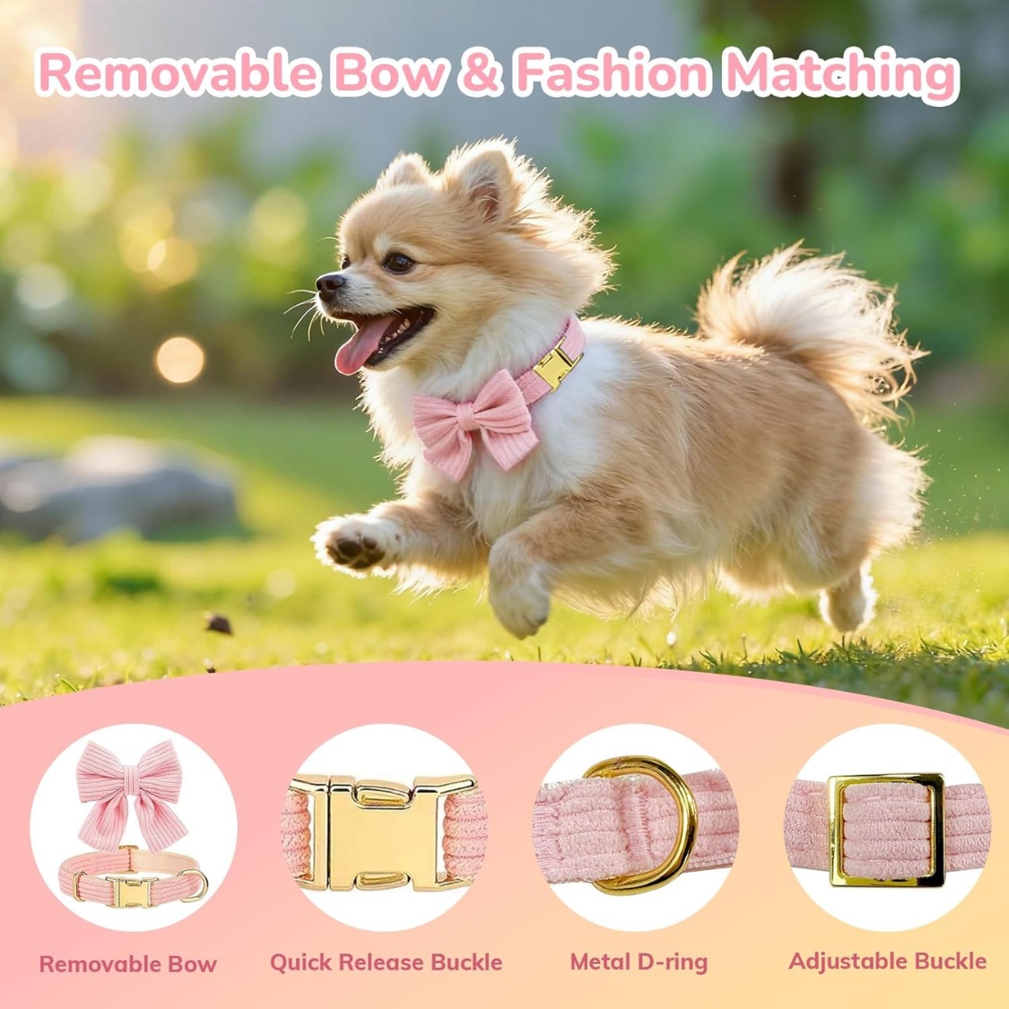 Small Dog Collar Harness And Leash Set, Dog Harness No Pull With Bowtie, Breathable Cotton Adjustable Pet Puppy - Image 6