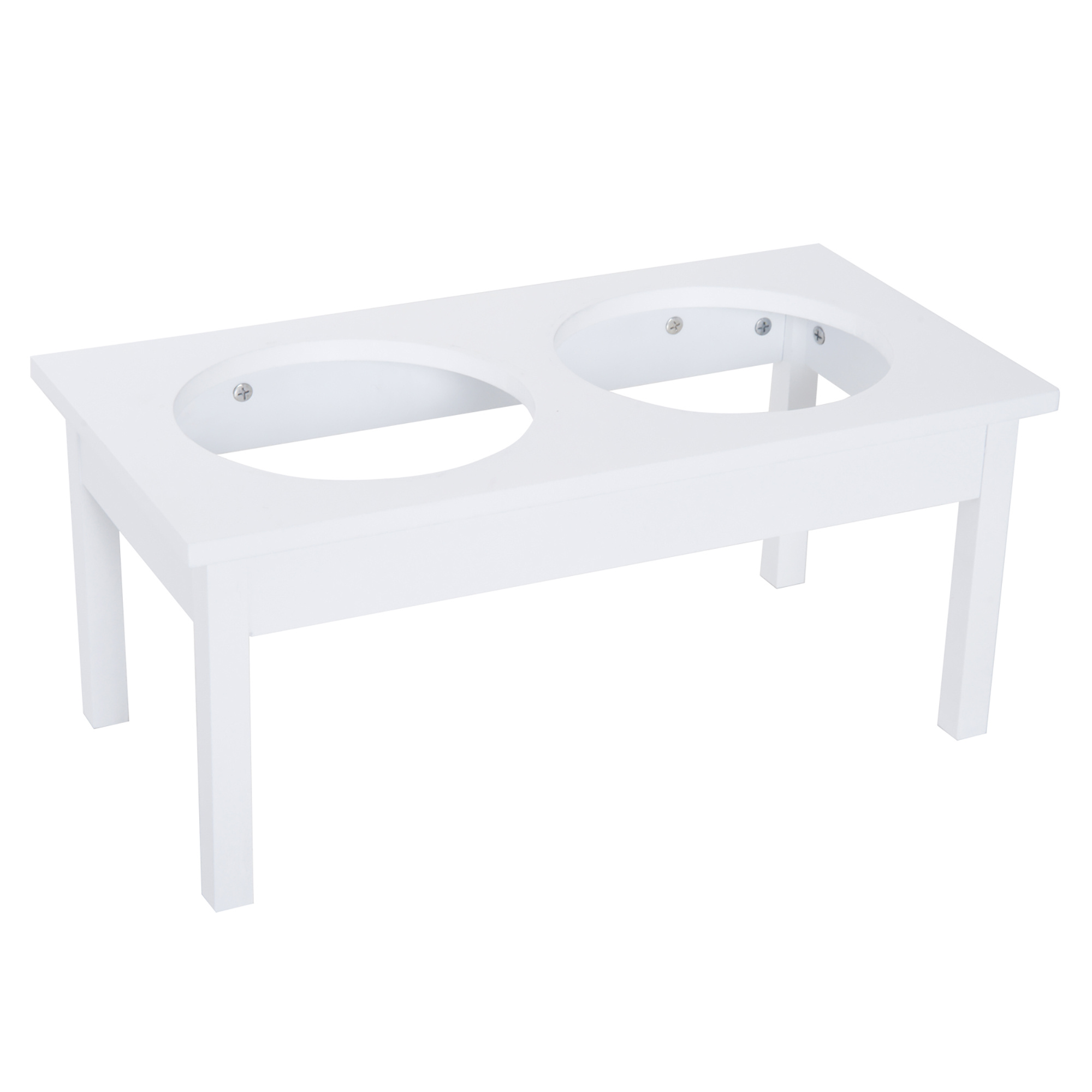 23" Wooden Heavy Duty Dog Food Bowls Pet Elevated Feeding Station -White - Image 3