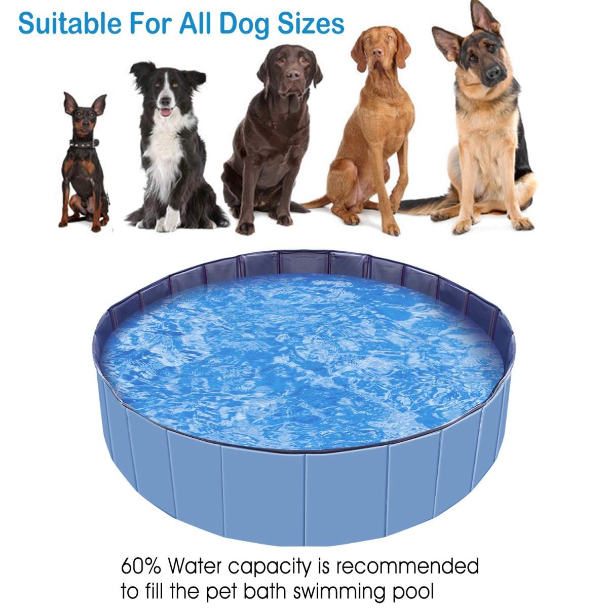 1Pc 160 X 160 X 30cm-63.0 X 63.0 X 11.8inch Foldable Pet Swimming Pool PVC Dog Swim Pool Bathing Tub Playmat Pools - Image 8