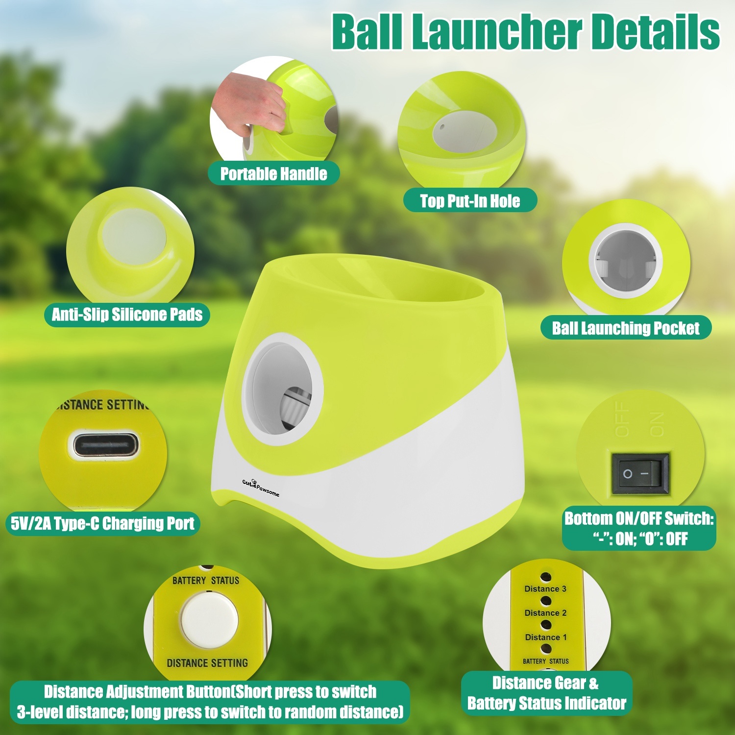 Automatic Dog Ball Launcher Rechargeable Interactive Pet Ball Thrower For Small Medium Dogs Interactive Dog Fetch Toy With 3 Adjustable Distance Settings 6Pcs 2.3in Balls - Image 7