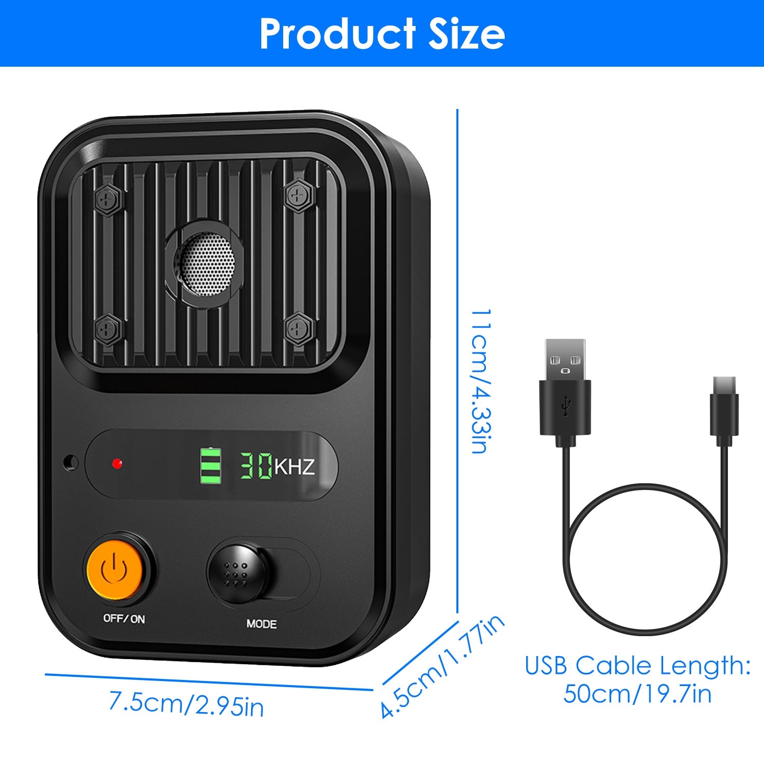 Black-Green Color Options -- 1Pc Ultrasonic Anti-Barking Device Rechargeable Auto Dog Bark Control Deterrent Box Training Device IPX4 Waterproof With 3 Frequency Max 32.8Feet Sensing Distance For Most - Image 7