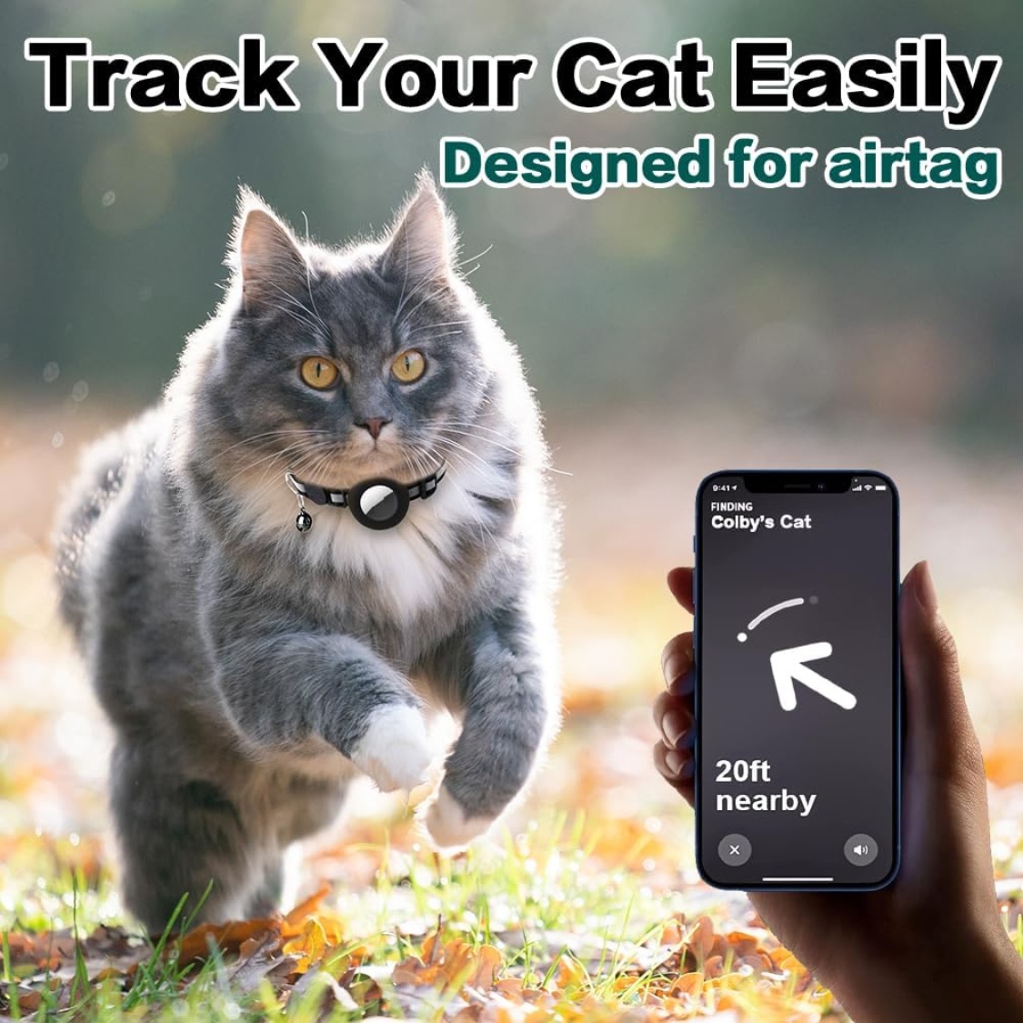 Cat Collar Breakaway, Cat Collar With Air TagBlack - Image 4
