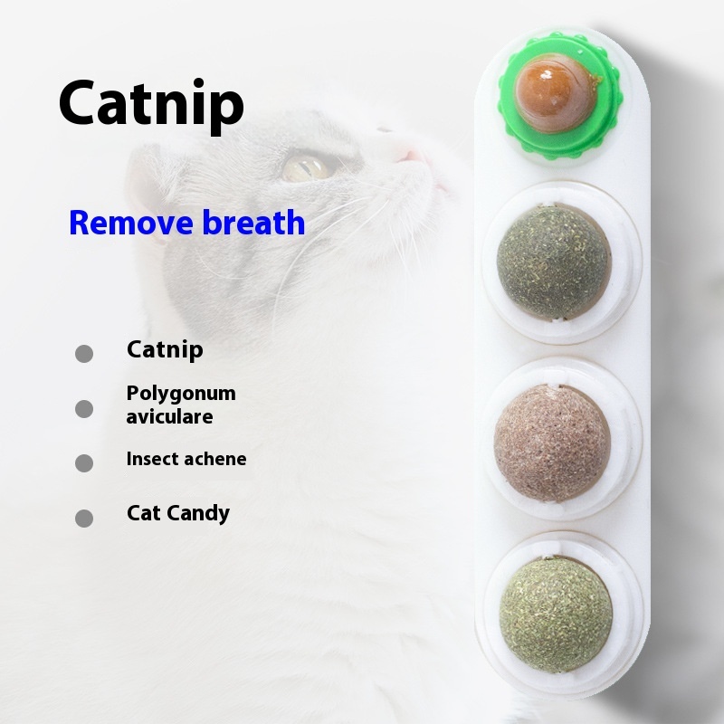 4 In 1 Rotating Catnip Silver Vine Ball Teeth Cleaning Acne Prevention Digestive Health Wall Stick On Toy Edible Safe Material - Image 10