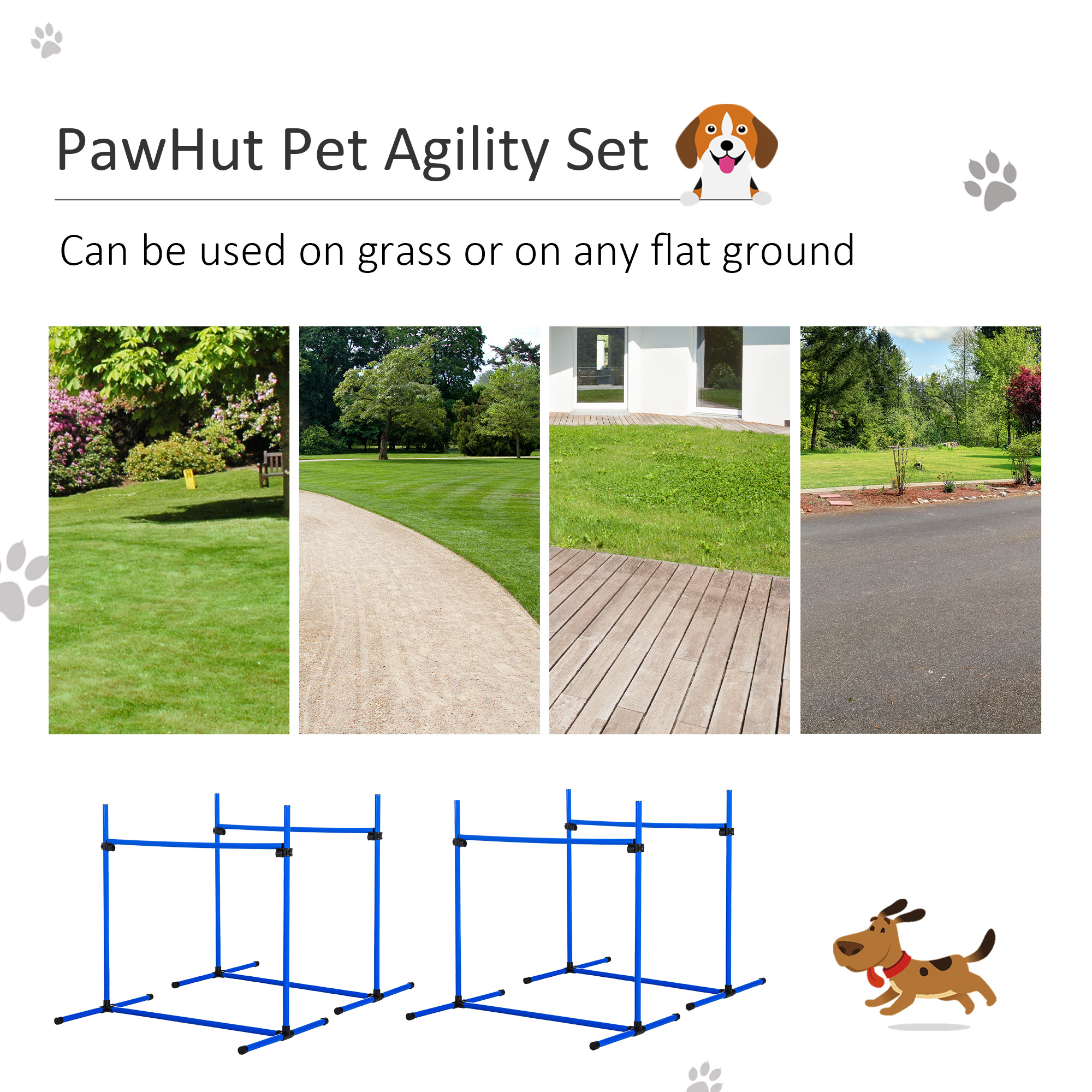 4 Piece Dog Agility Starter Kit with Adjustable Height Jump Bars, Included Carry Bag & Displacing Top Bar - Blue - Image 5