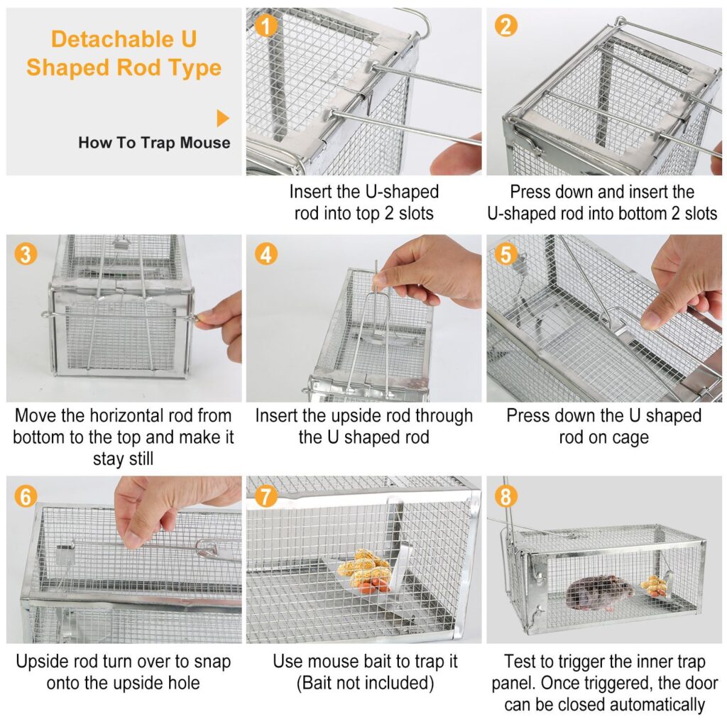 Humane Live Animal Trap, Galvanized Steel Mouse Cage Trap With Sensitive Gravity Pedal, Escape-Proof Design, Reusable Rodent Catcher For Home Yard Garage Restaurant
