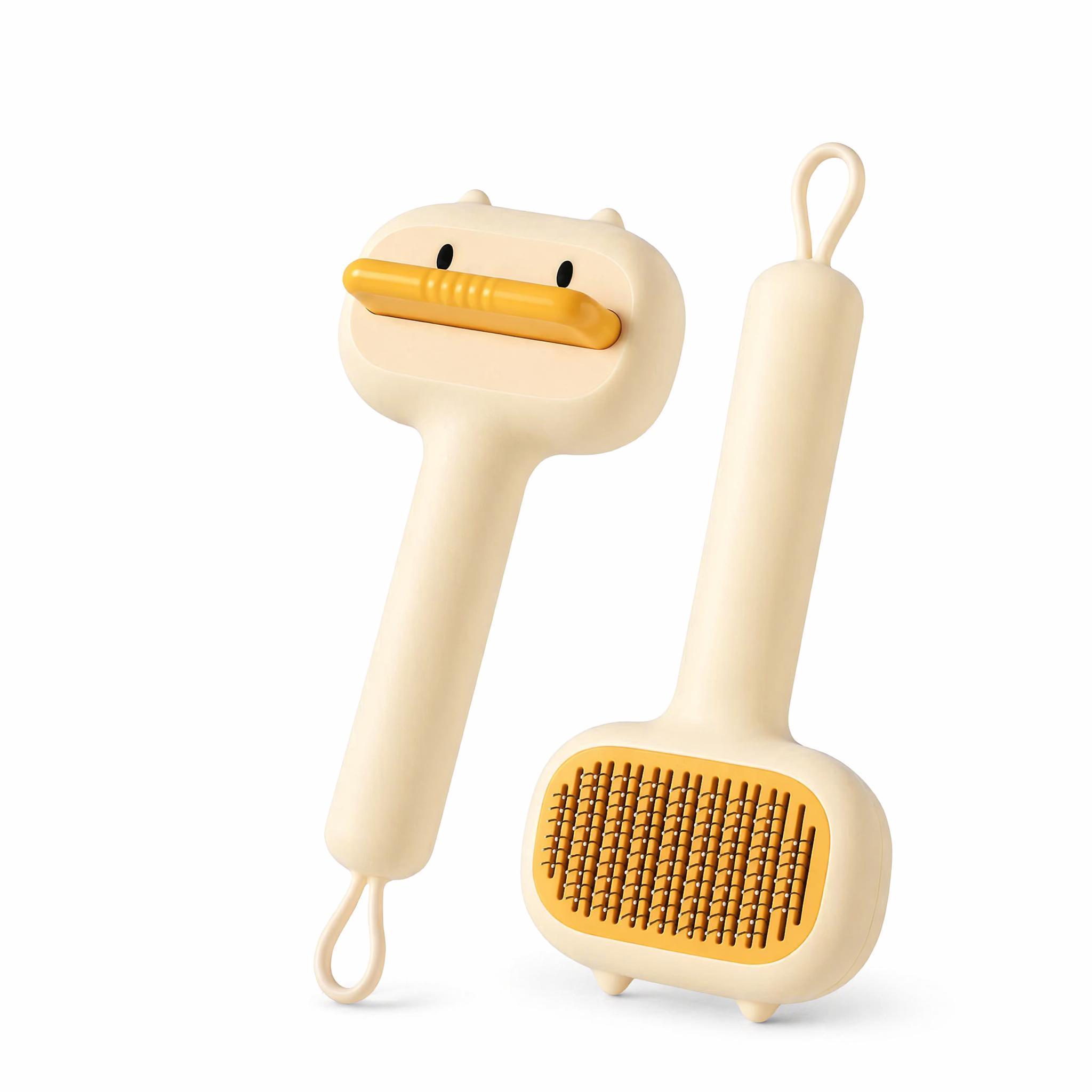 Cute Cartoon Bear Self-Cleaning Pet Brush Universal Deshedding Comb For Cats And Dogs Removes Loose Fur & Detangles Comfortable Non-Slip Handle Pet Grooming Tool - Image 2