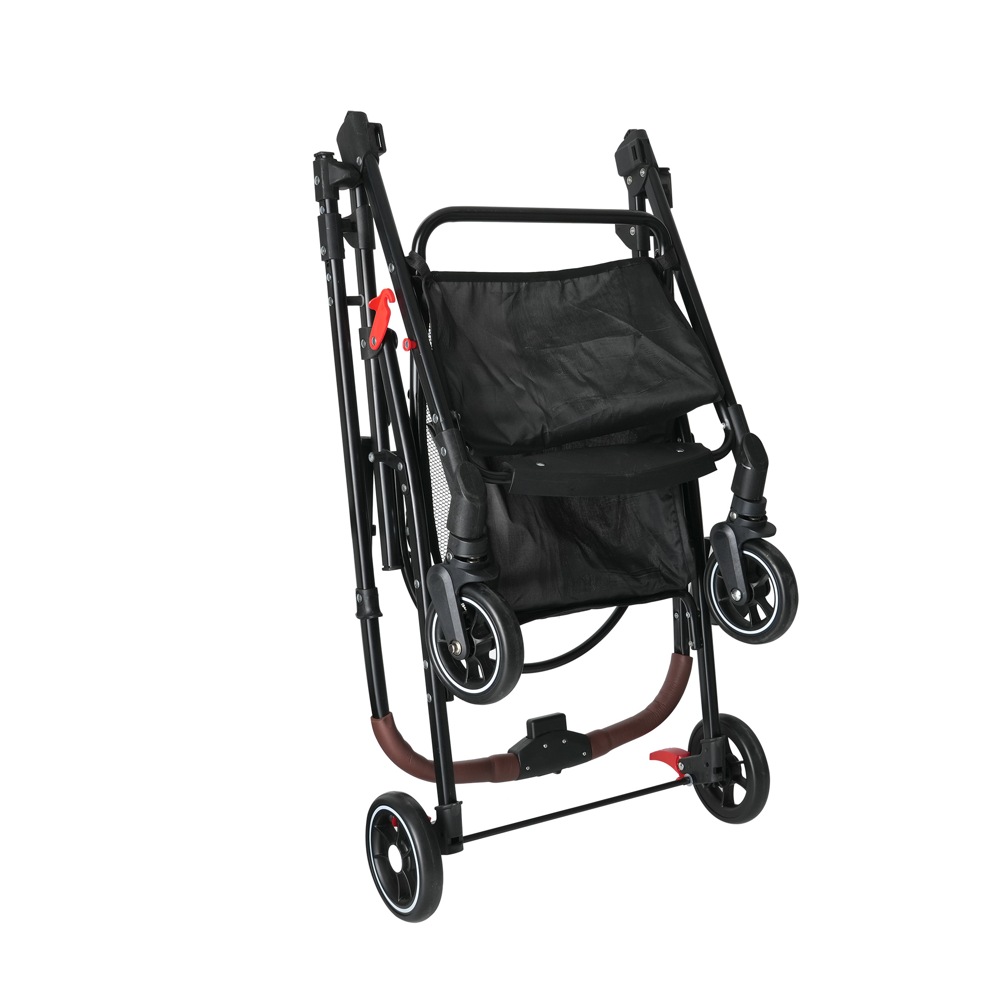 4-Wheel Foldable Pet Stroller For Small Dogs & Cats - 360 Rotating Wheels, Detachable Carrier & Travel Bag Included - Image 6
