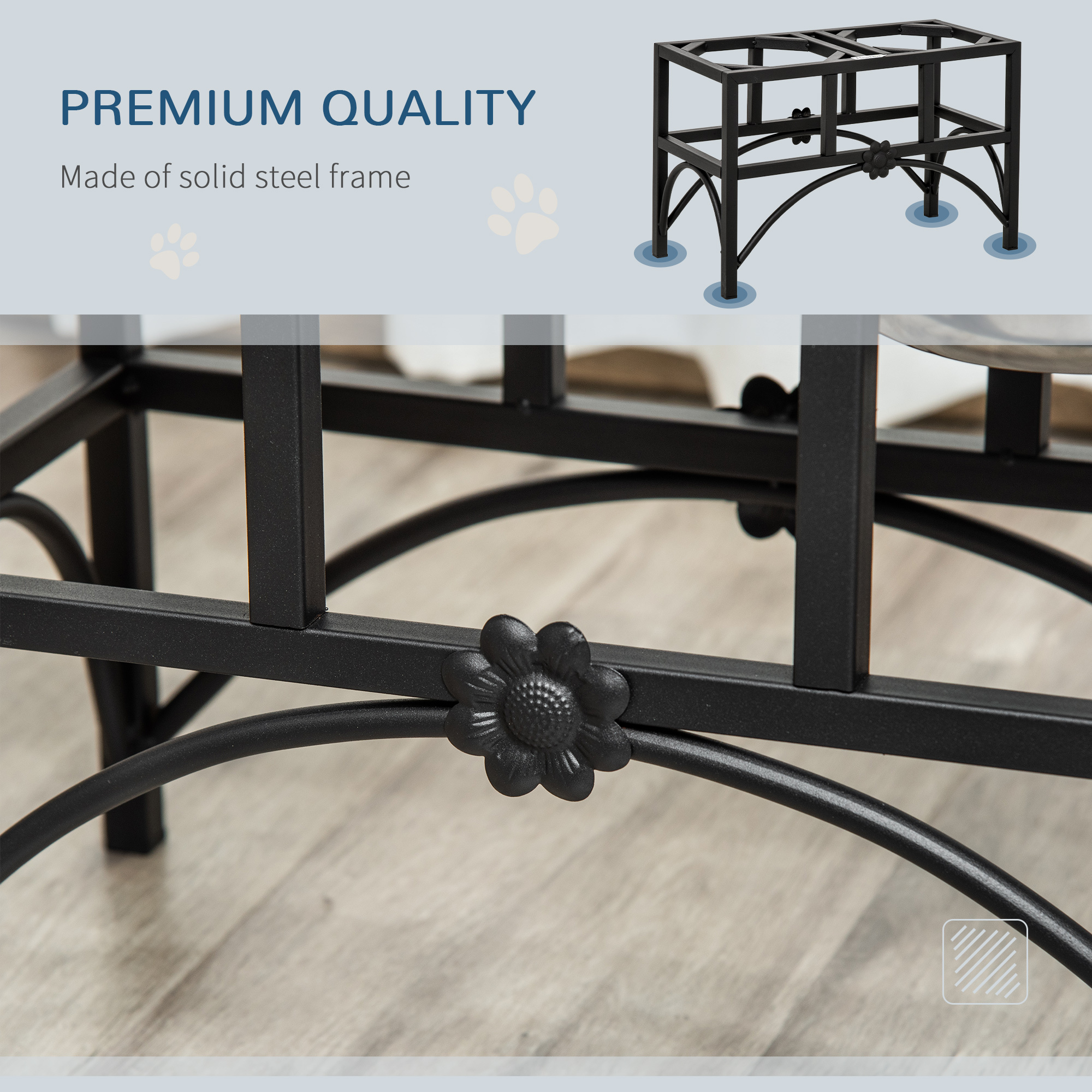 17" Double Stainless Steel Heavy Duty Dog Food Bowl Elevated Pet Feeding Station - Image 4