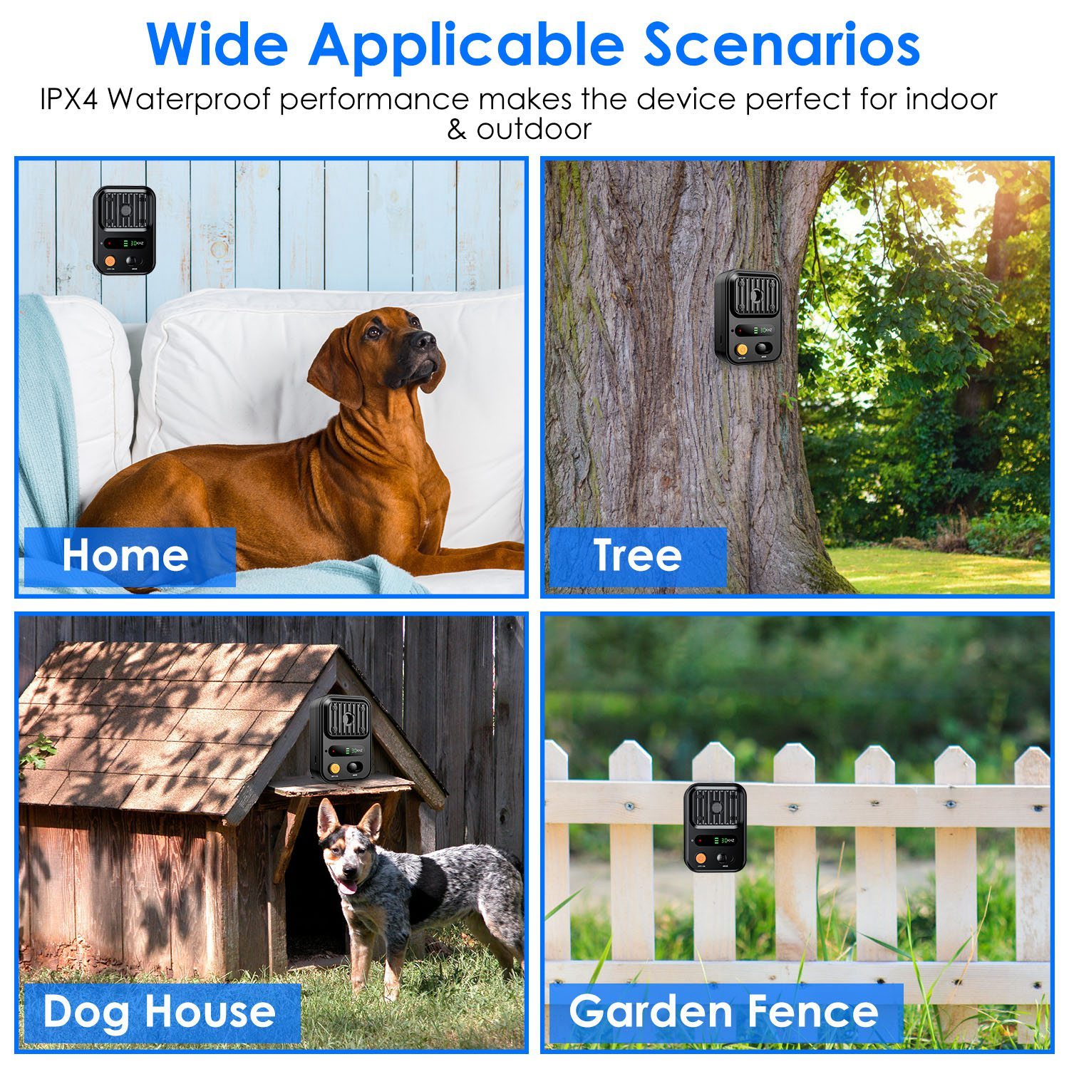 Black-Green Color Options -- 1Pc Ultrasonic Anti-Barking Device Rechargeable Auto Dog Bark Control Deterrent Box Training Device IPX4 Waterproof With 3 Frequency Max 32.8Feet Sensing Distance For Most - Image 3