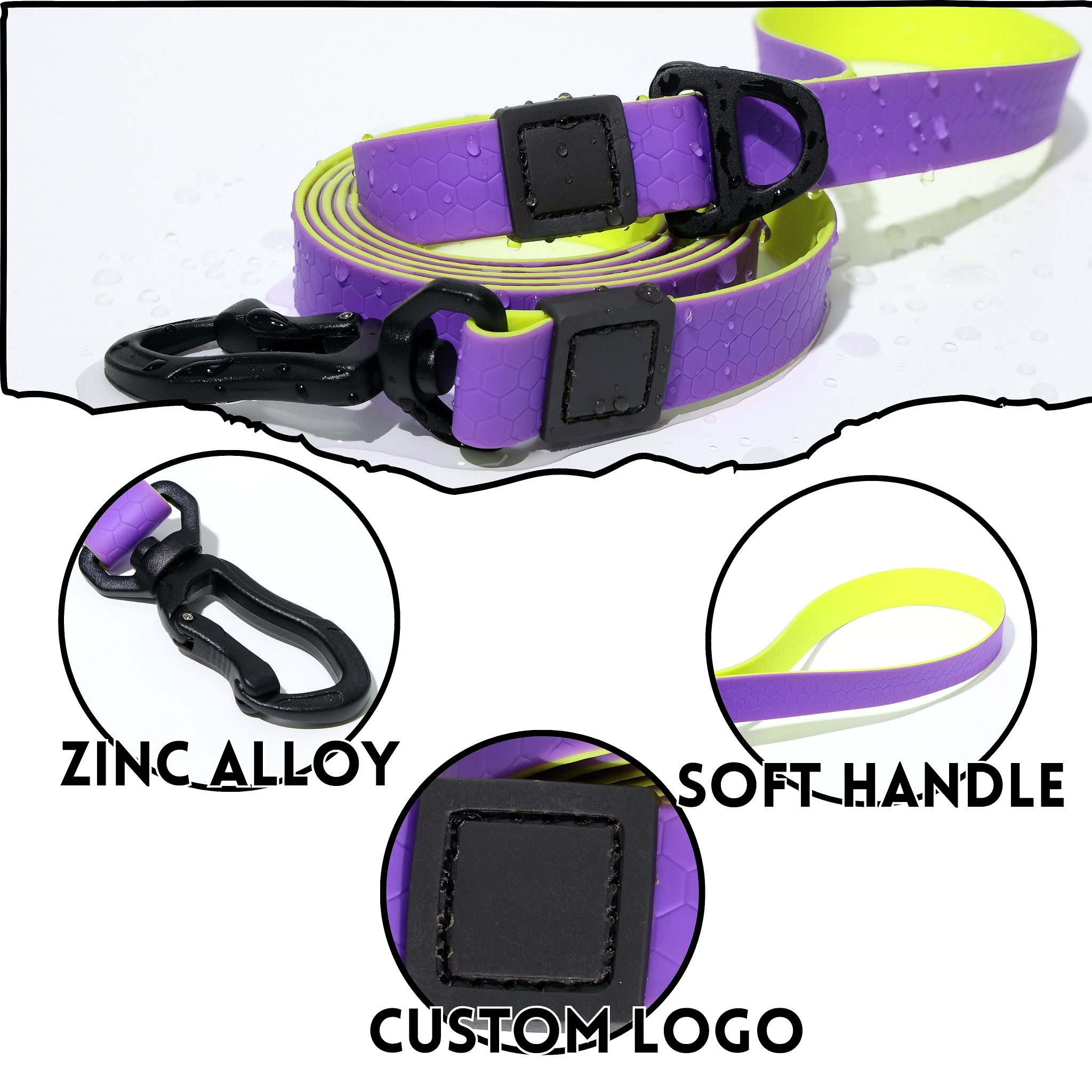 Honeycomb Embossed Dual-Color Pet Leash Set Is Stylish And Fashionable. The Embossed Surface Enhances The Leash's Grip, Preventing Slippage When Held. The Product Is Waterproof, Wear-resistant, Odor-r - Image 10