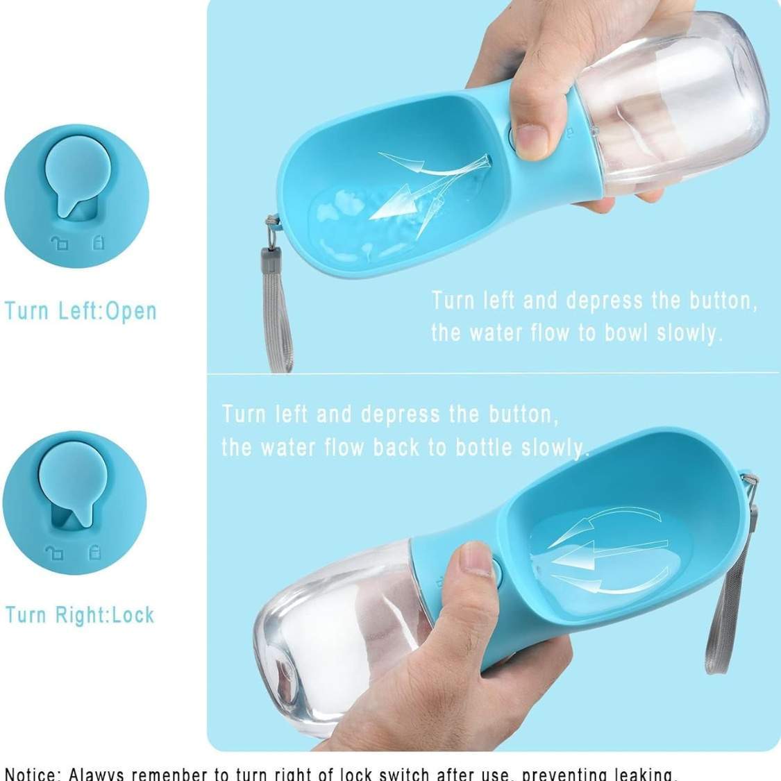 Portable Dog Water Bottle With Food Container & Filter, Travel Drinking Bottle For Pets - Image 4