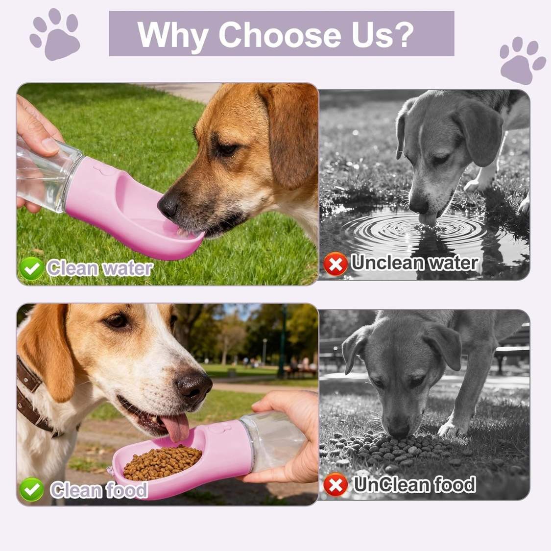 Portable Dog Water Bottle With Food Container, Drinking Bottle For Travel 2 In 1 Dog Water Bowl, Leak Proof Pet Water Dispenser, BPA Free, Puppy Essentials, For Walking Hiking - Image 3