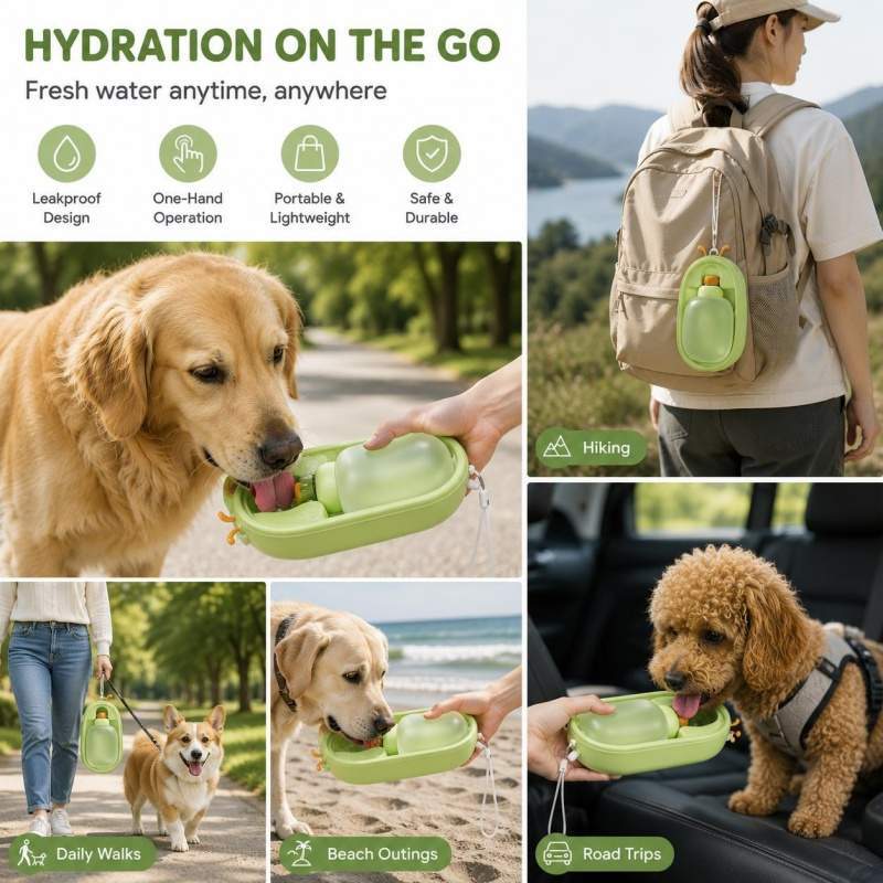 Portable Pet Water Bottle With Cute Antlers  Food Grade, BPA Free, Leak Proof Travel Cup For Dogs, Durable, Easy-to-Clean Outdoor Water Dispenser With Lanyard.