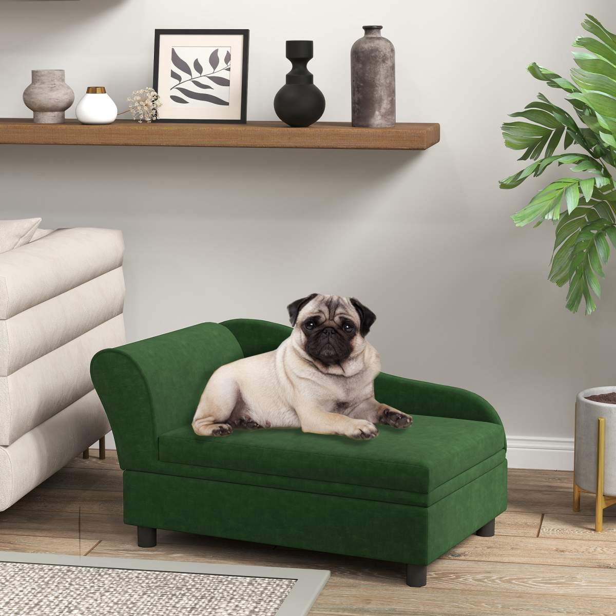 Pet Sofa Bed Couch with Storage, Pet Sofa for Cats and Small Dogs, Green - Image 3