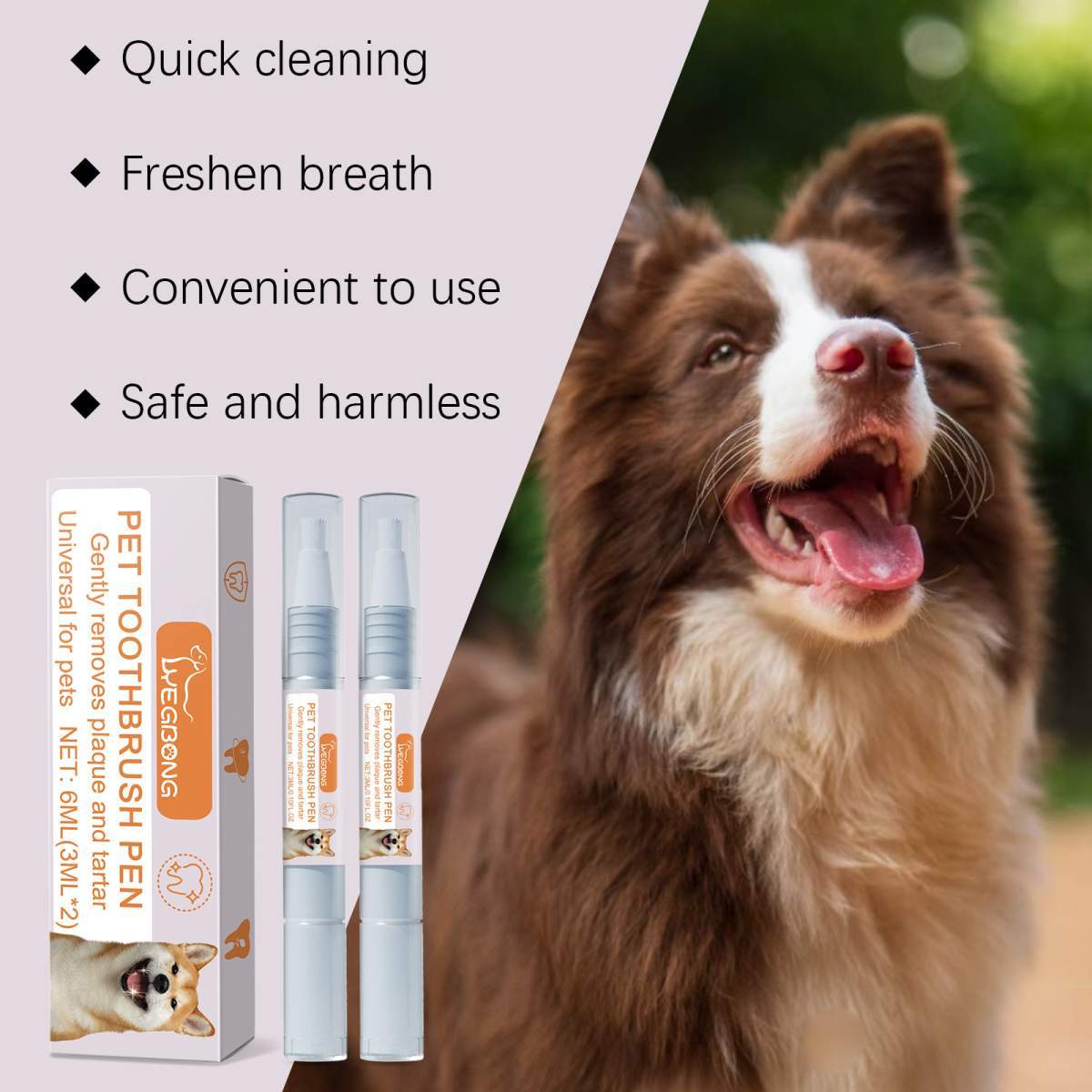 Pet Dental Toothbrush Pen 2Pack Dog Cat Plaque Tartar Remover, Freshen Breath & Soothe Gums - Image 4