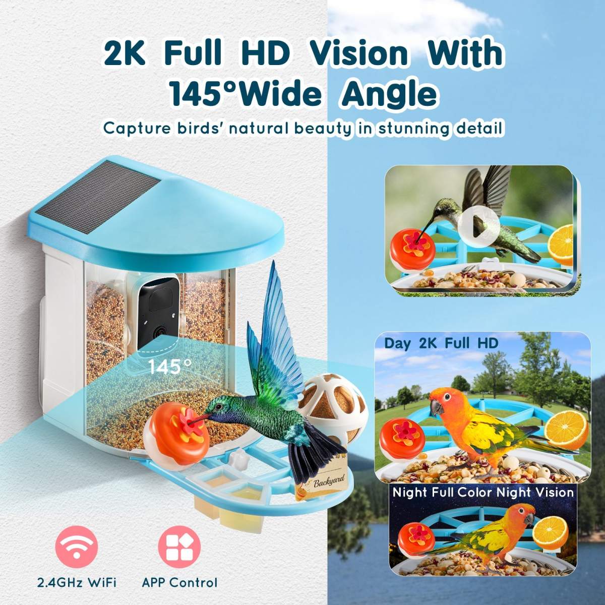 Smart Bird Feeder With Camera AI Identify 10000+ Bird Specie Solar-Powered - Image 2