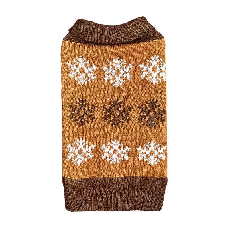 Snowflake Brown Gray Autumn And Winter New Dog Christmas Sweater - Image 4