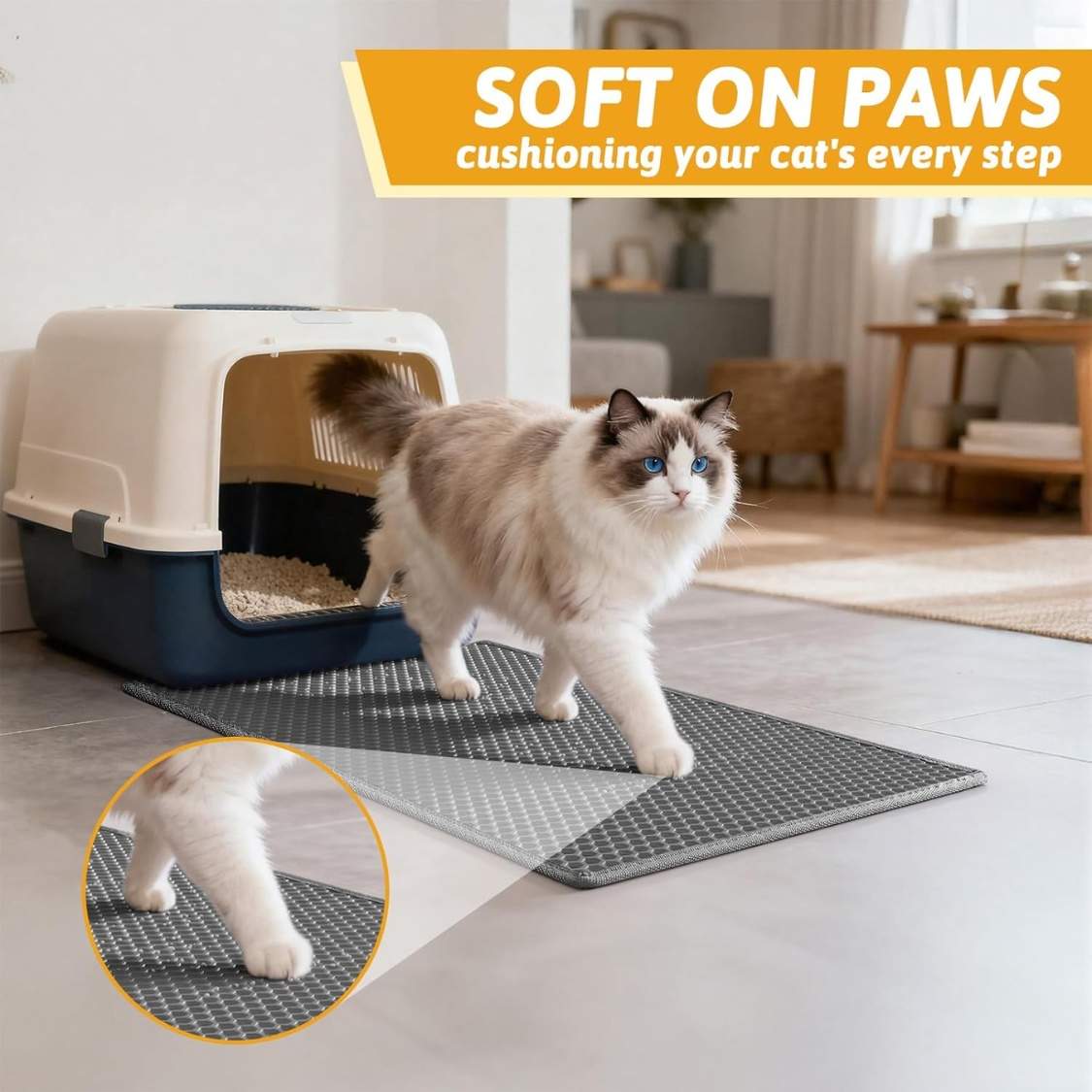 Cat Litter Mat Double Layer Waterproof Urine Proof Trapping Mat 1 Pack - Image 2