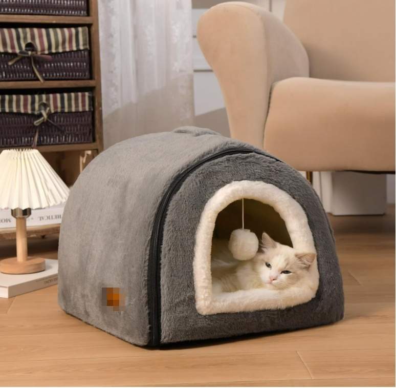 Cat Bed For Indoor Cats Foldable Cat Cave Anti-Slip Water-Resistant Bottom Cat Houses For Indoor Cats Or Small Dogs Kitten Tent - Image 5